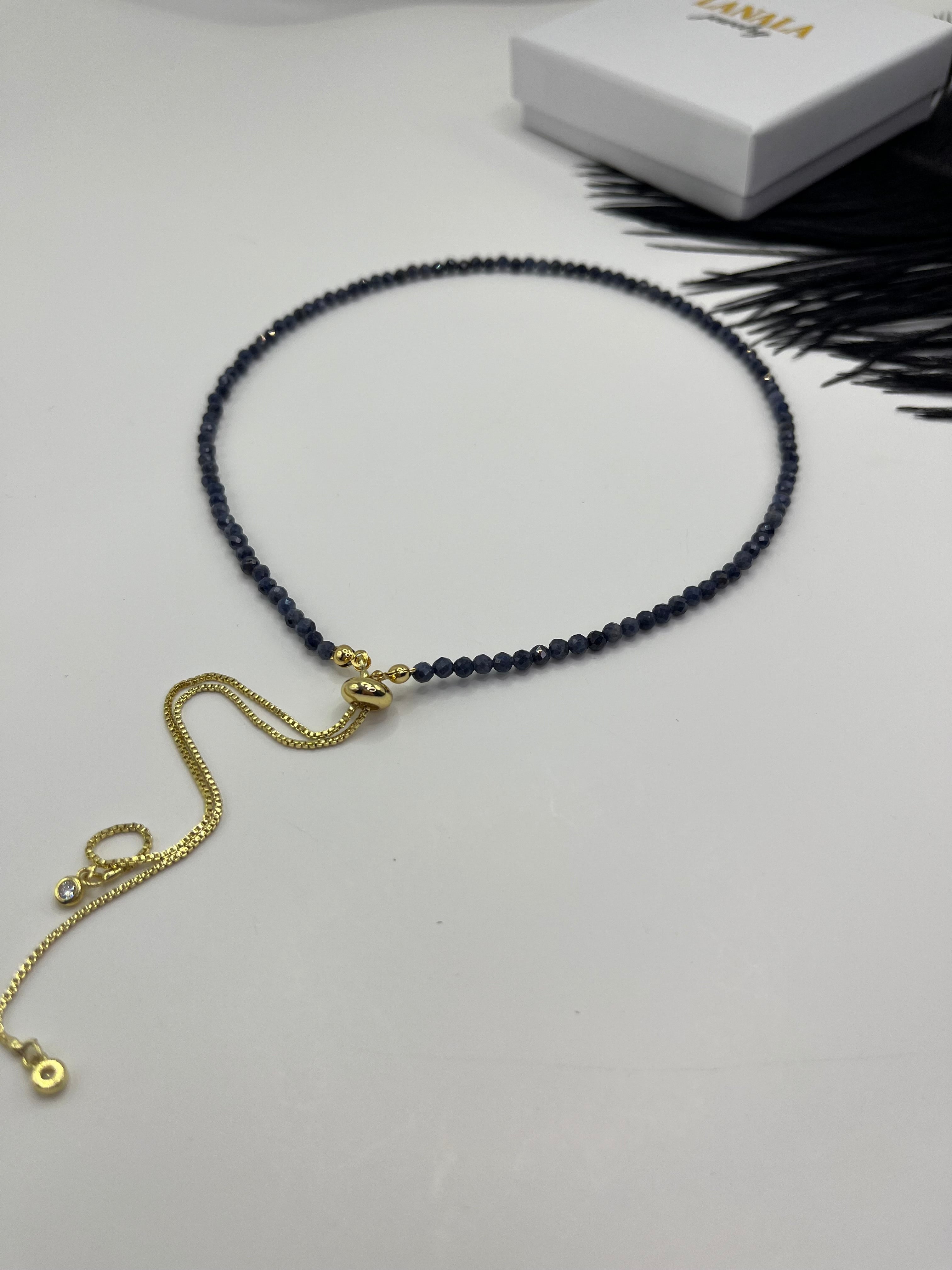 Sapphire Slider Y-Necklace, 18k gold plated