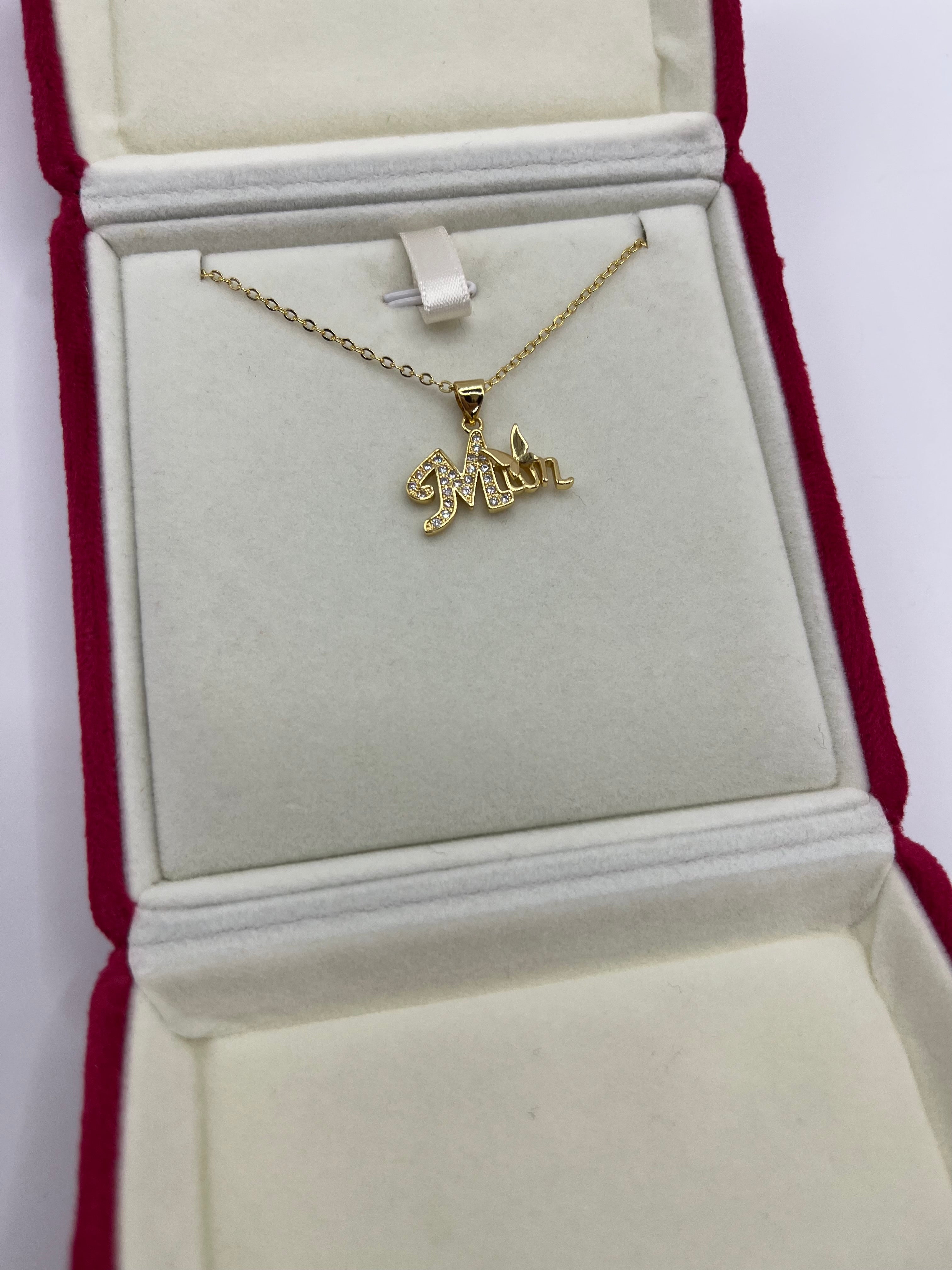 Mothers Necklace, pendant  Real 18K Gold Plated