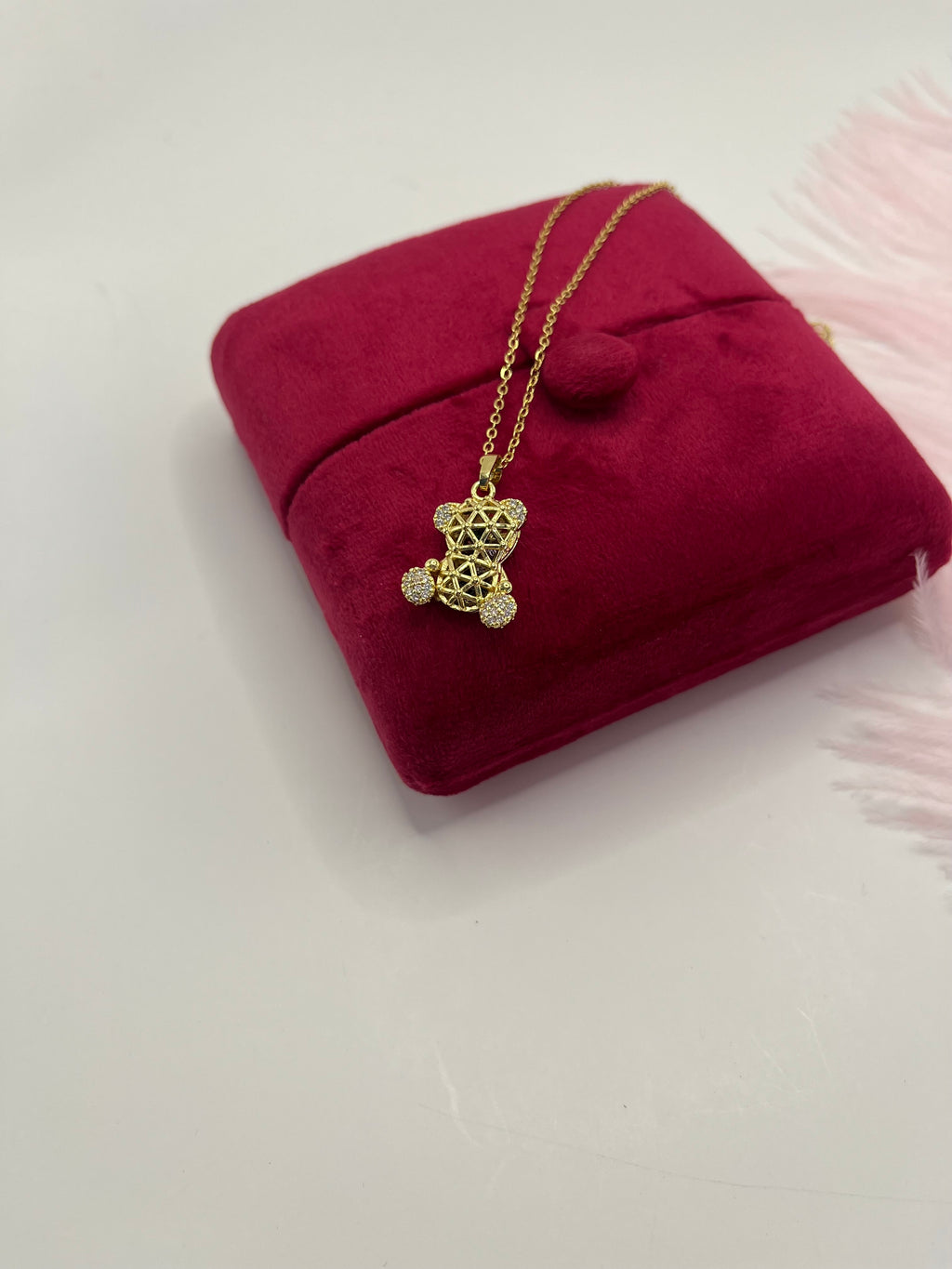 Teddy Bear Necklace, pendant  Real 16K Gold Plated