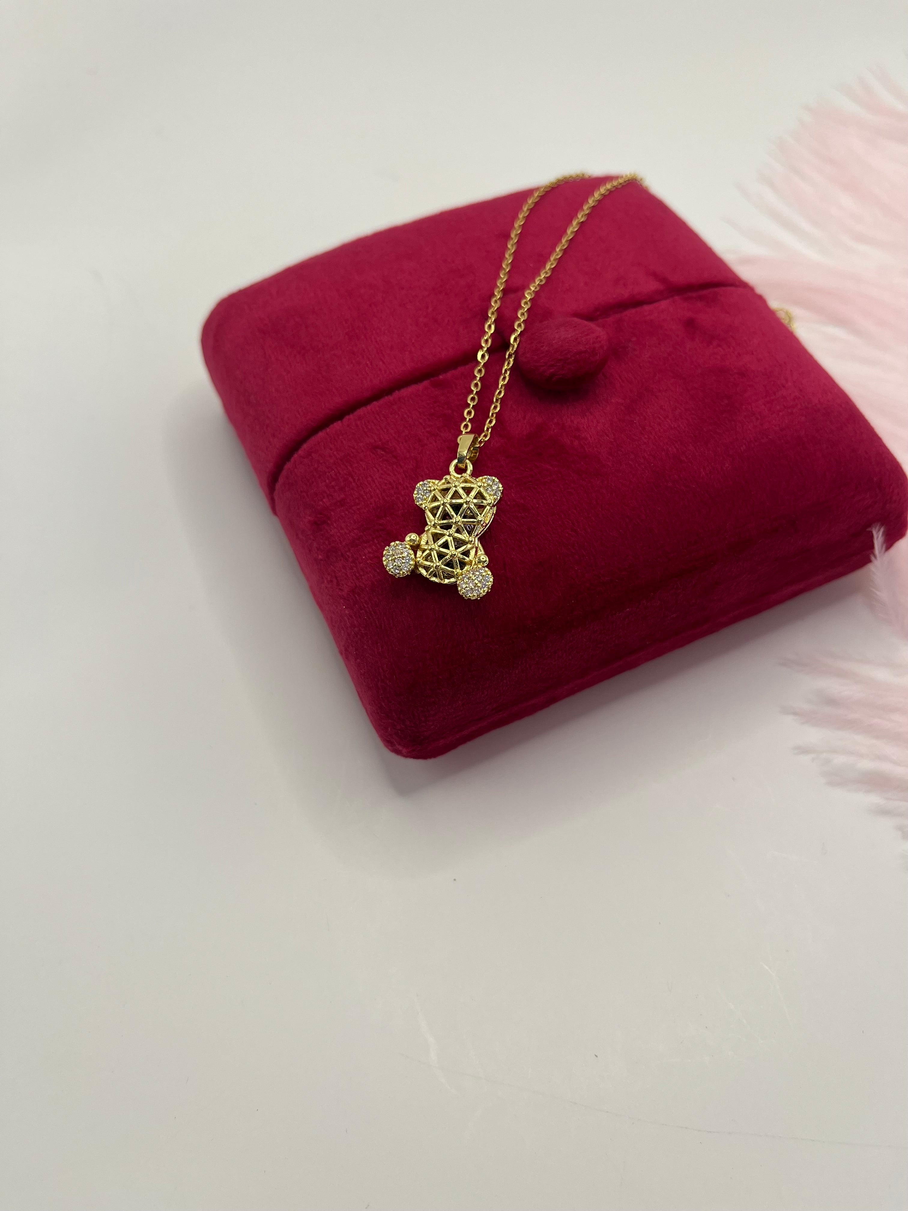 Teddy Bear Necklace, pendant  Real 16K Gold Plated