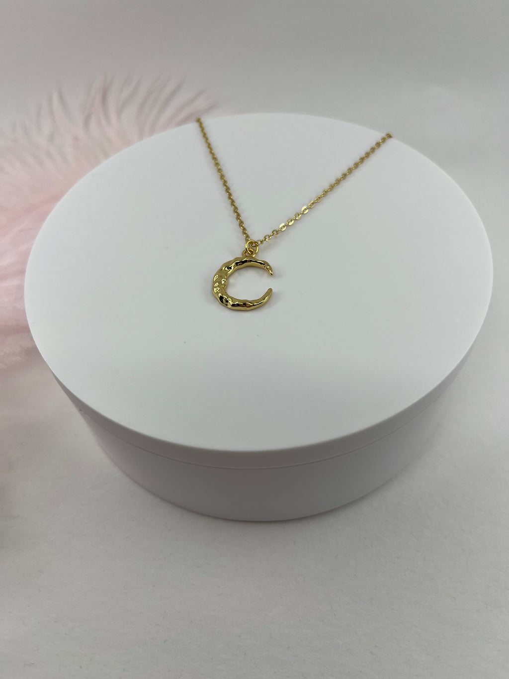 Crescent Moon Choker Necklace, Real 14K Gold Plated
