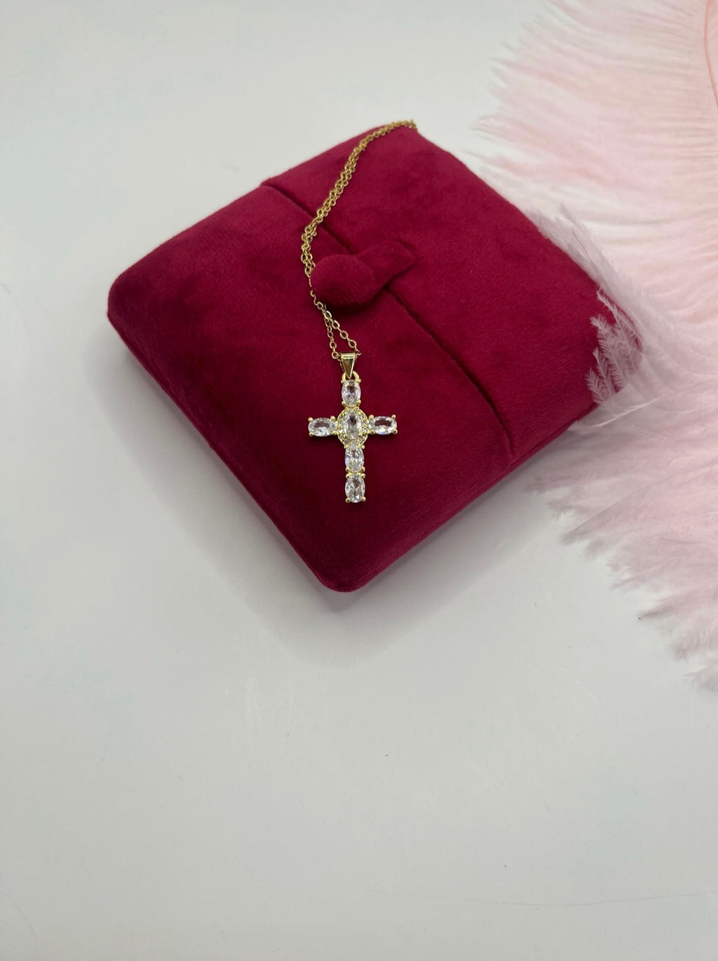 Cross Necklace, Real 18K Gold Plated