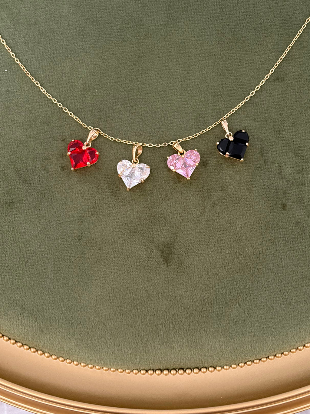 Heart Zirconia Necklace, Real 18K Gold Plated