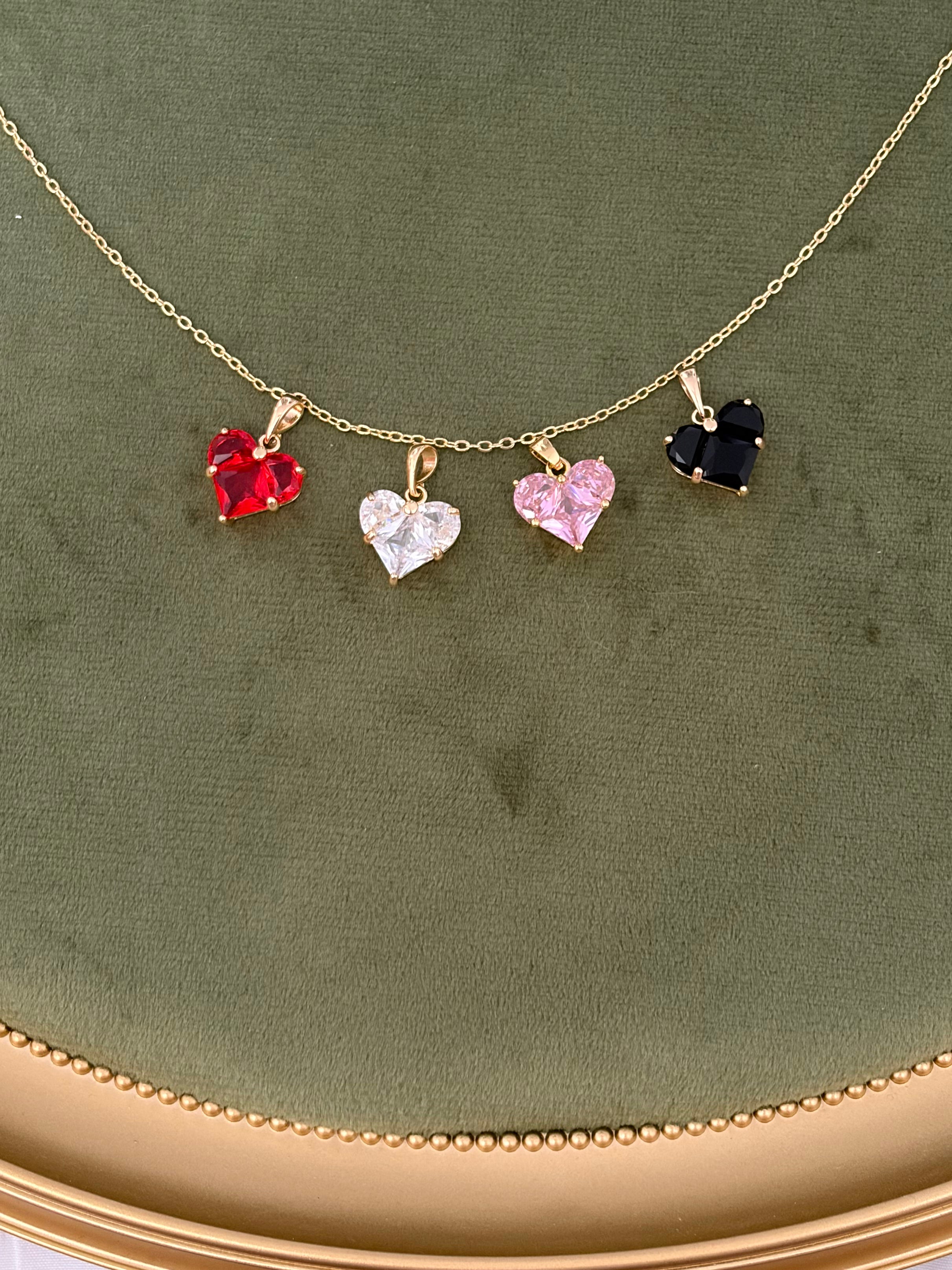 Heart Zirconia Necklace, Real 18K Gold Plated