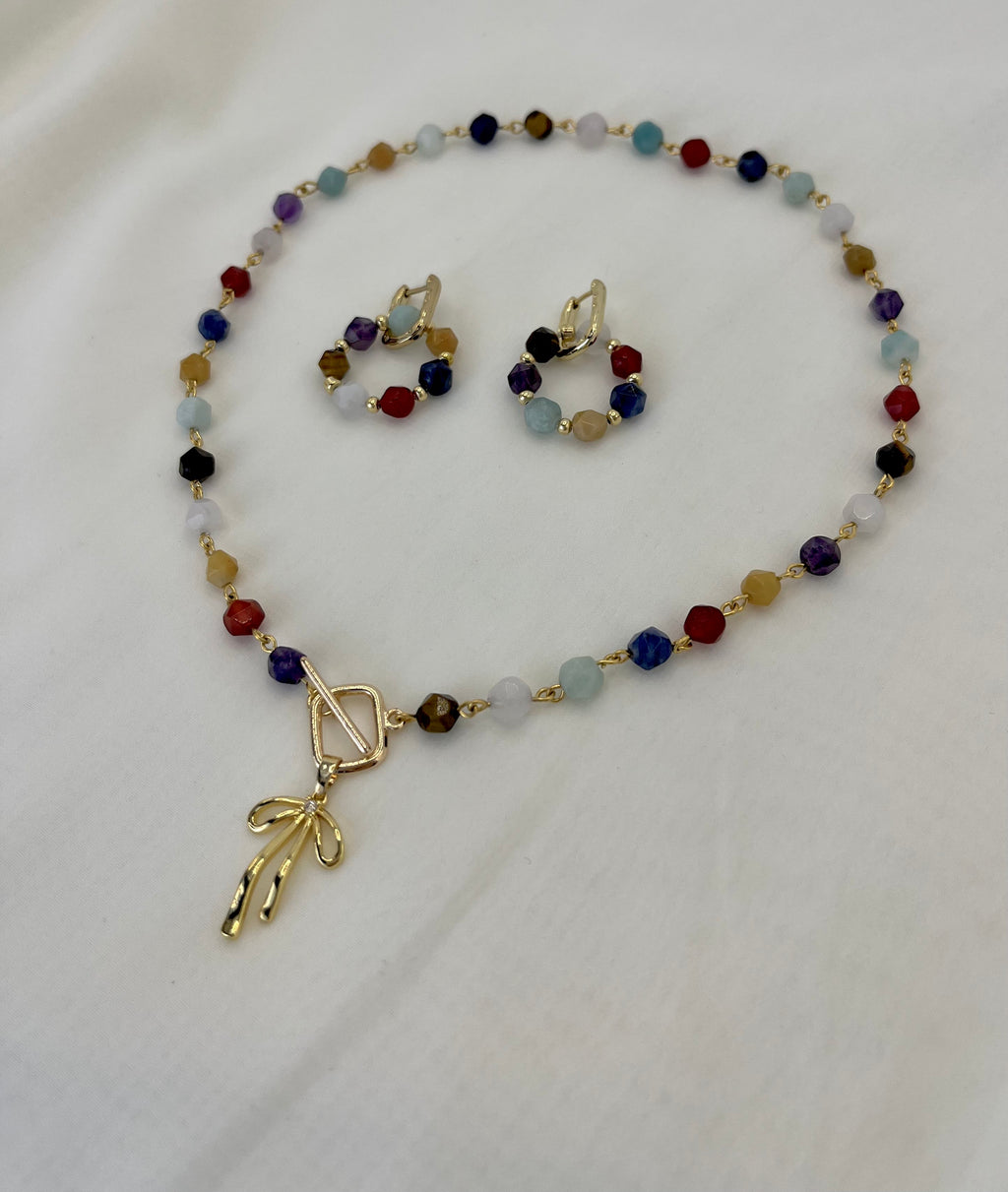 Chakra Beaded Necklace & Earrings