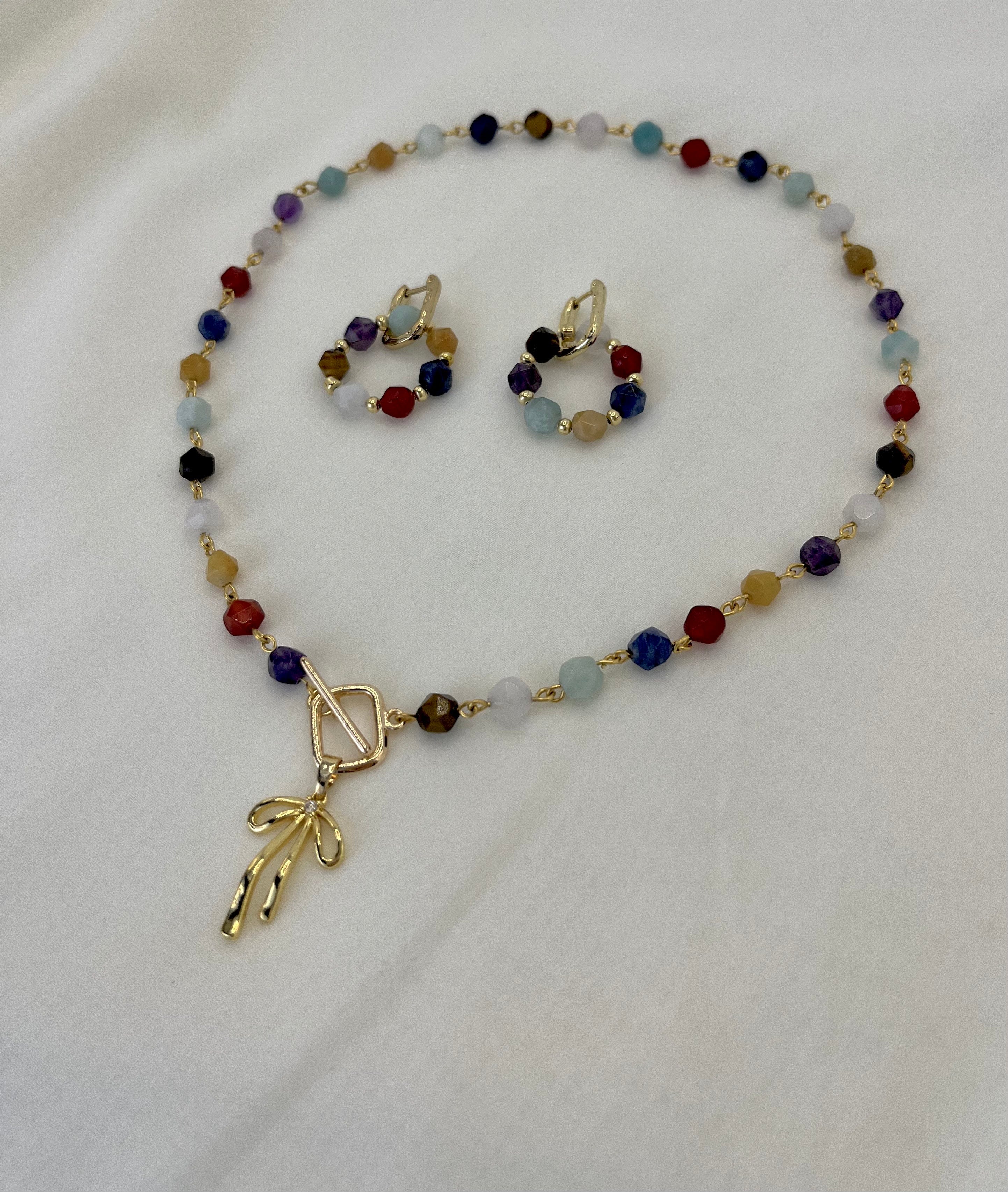 Chakra Beaded Necklace & Earrings