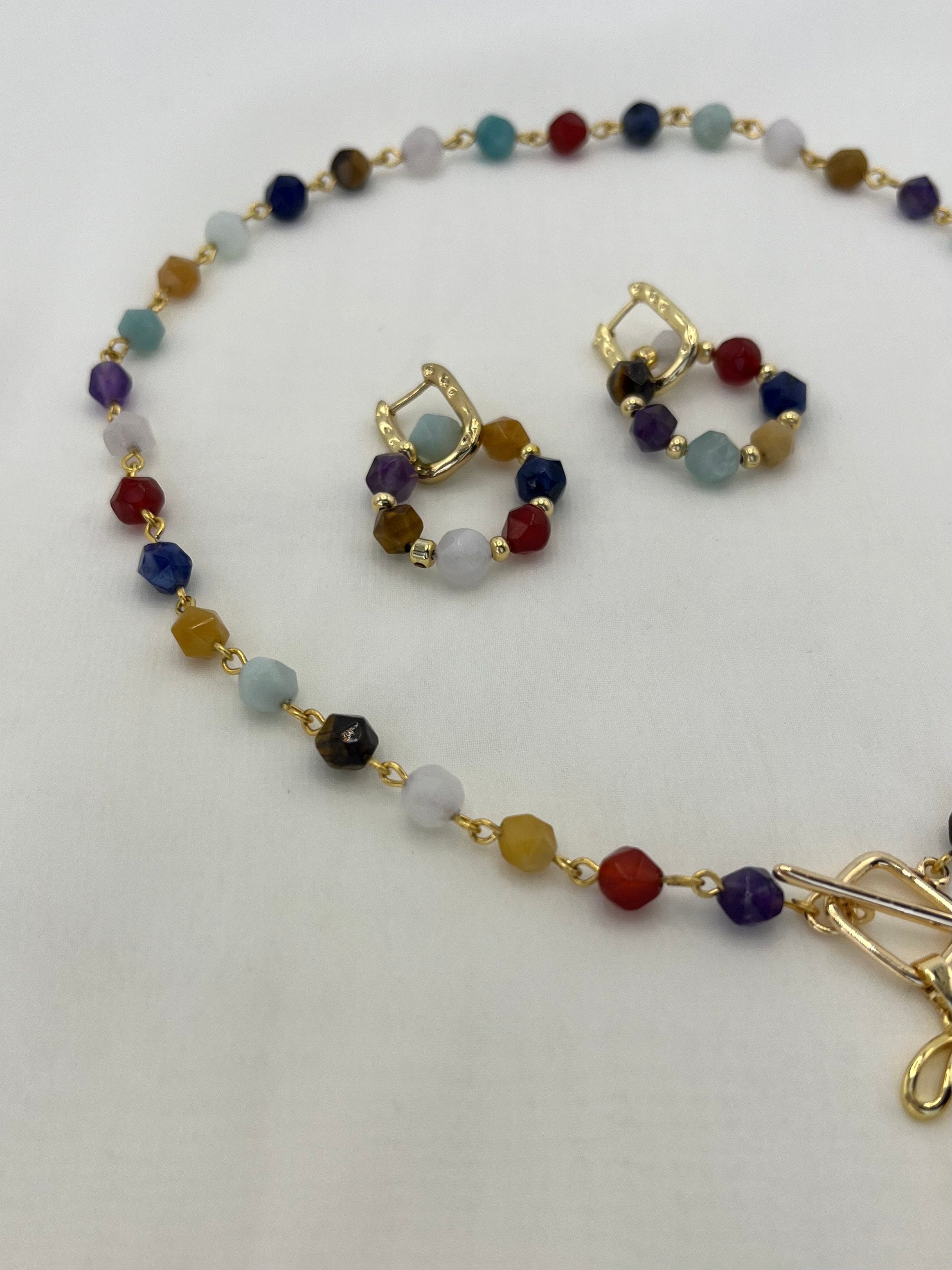 Chakra Beaded Necklace & Earrings