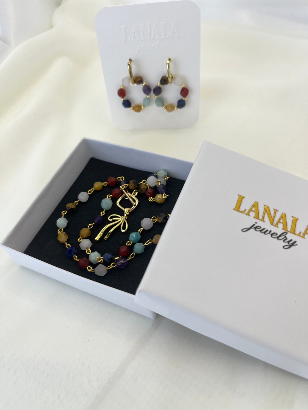 Chakra Beaded Necklace & Earrings