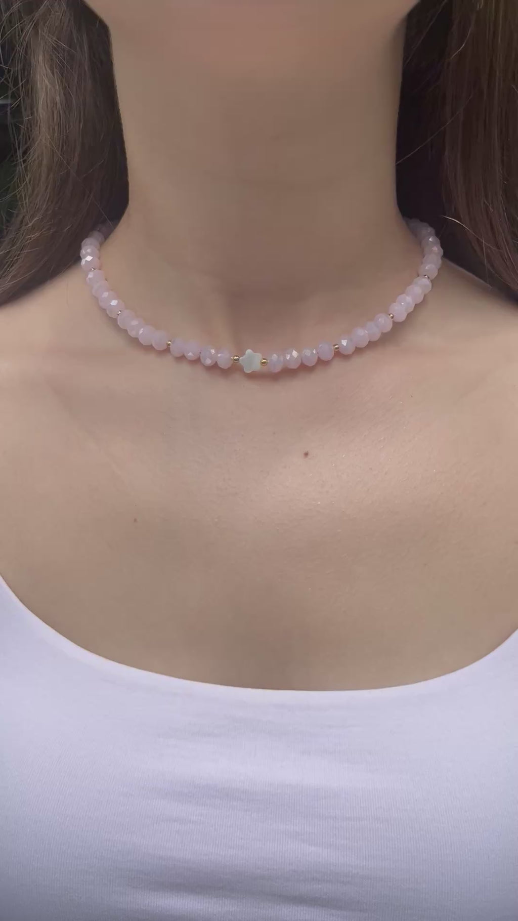 Pink Crystal Choker Necklace – 18K Gold Plated clasp