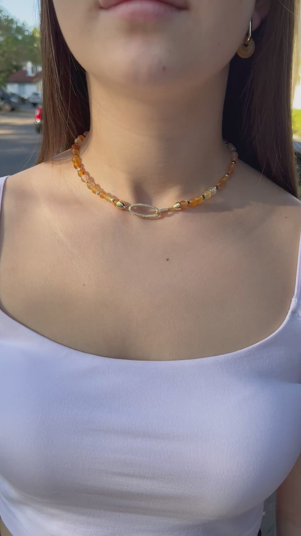 Natural Carnelian Necklace with 18K Gold Clasp