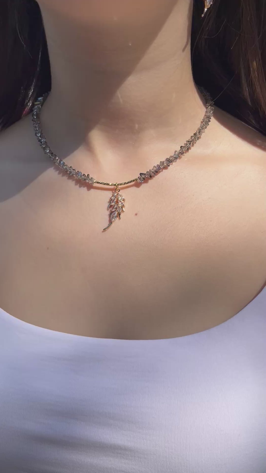 Set: Jeaf Crystal Necklace and Earrings – 18K Gold Plated, Cubic Zirconia