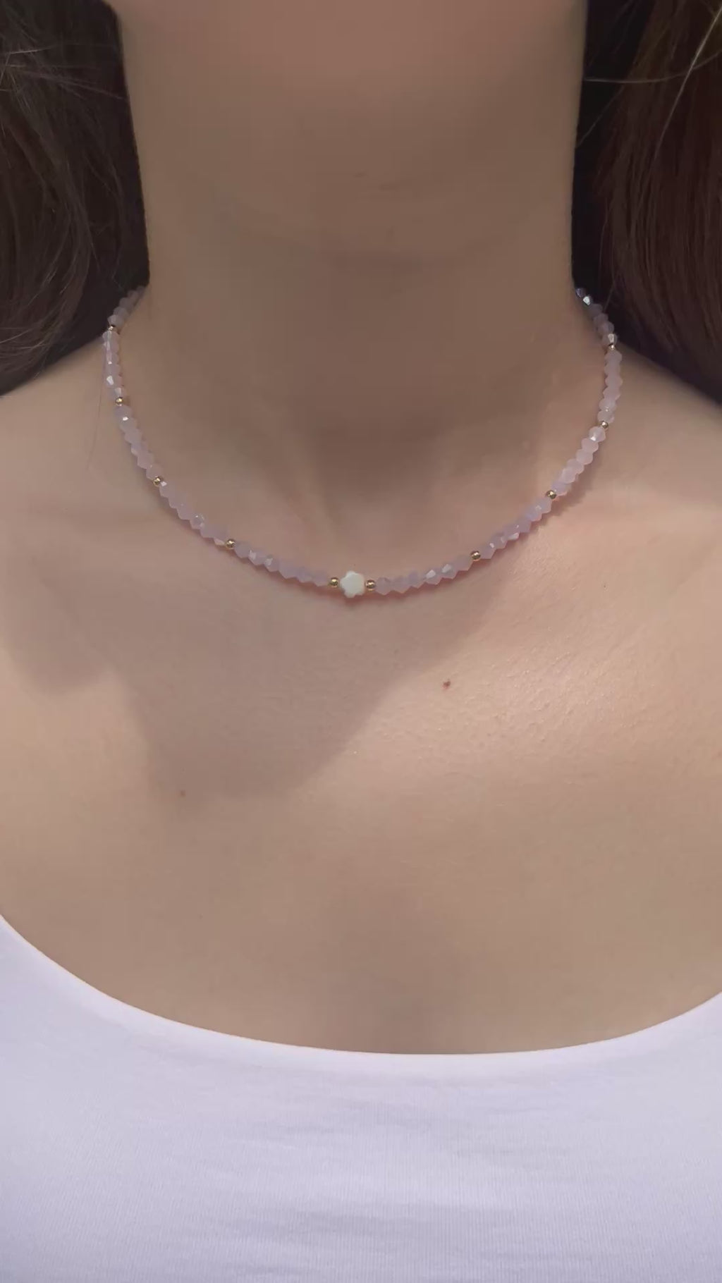 Pink Crystal Choker Necklace – 18K Gold Plated clasp