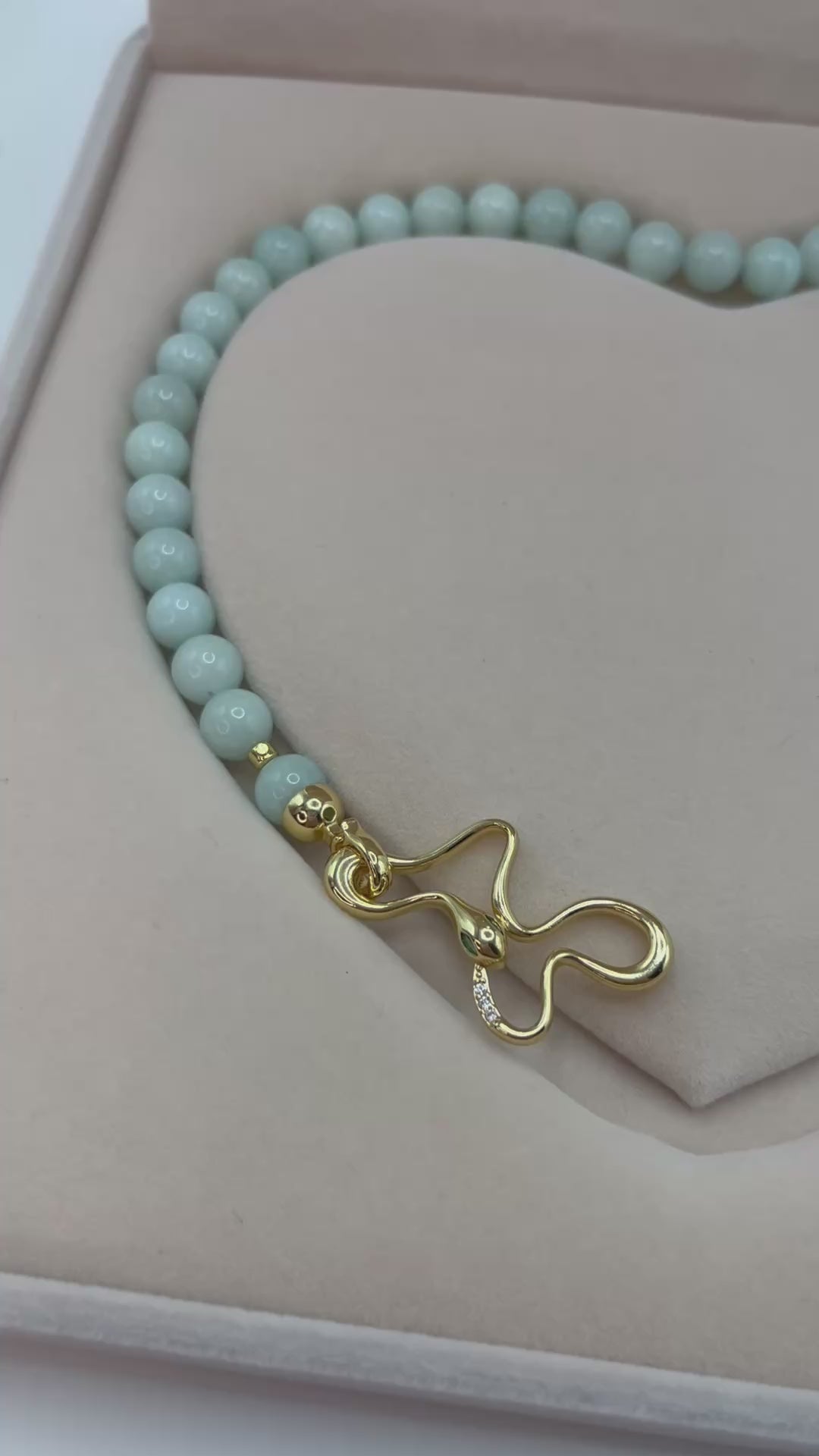 Natural Malaysia Jade Necklace with 18K Gold Snake Clasp