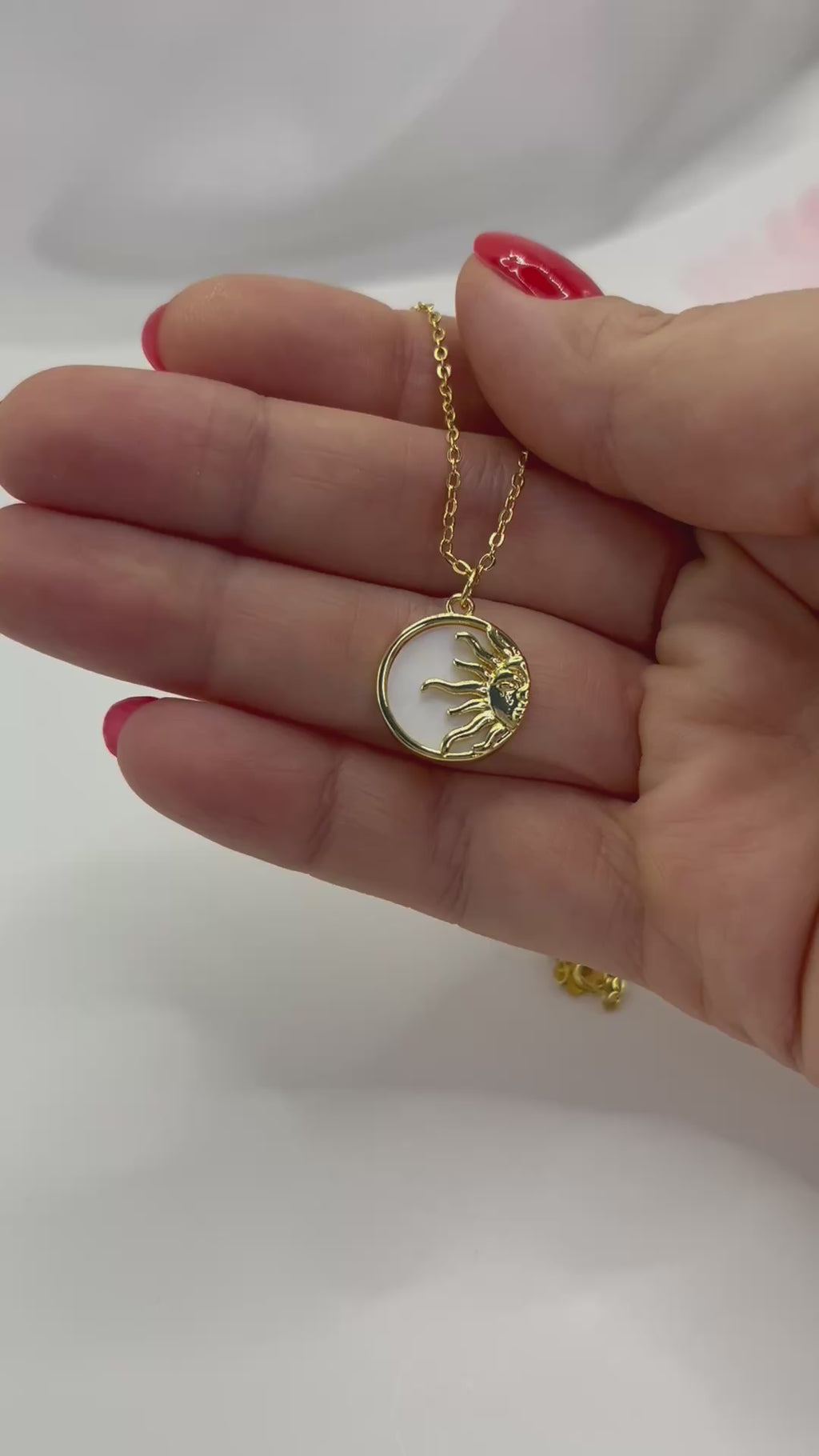 Sun Shell Necklace, Real 18K Gold Plated