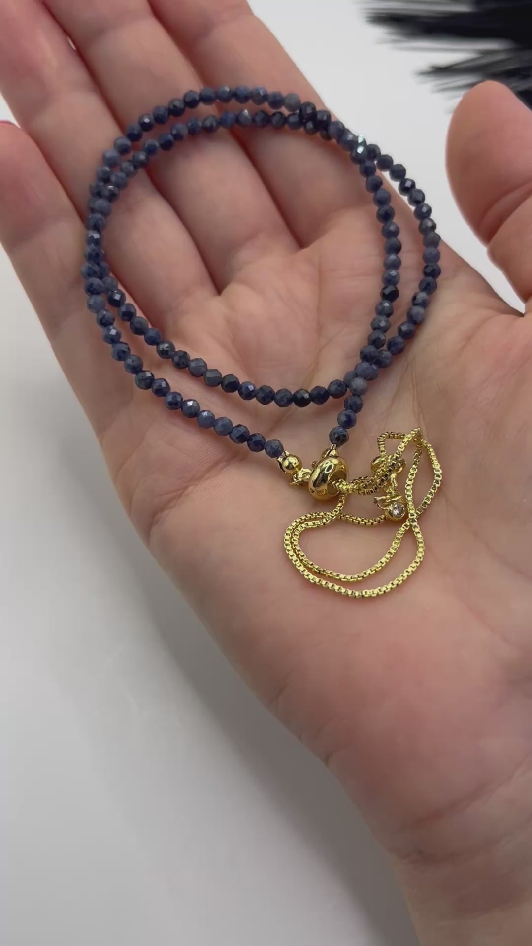 Sapphire Slider Y-Necklace, 18k gold plated