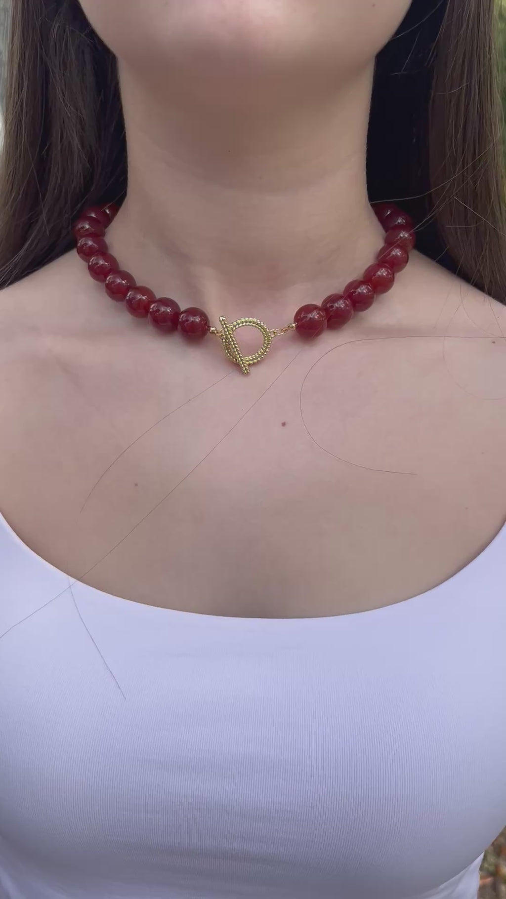Natural Carnelian Necklace, 18K Gold Plated Clasp