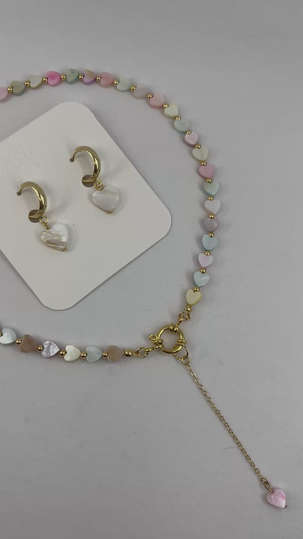 Heart Shell necklace with earrings