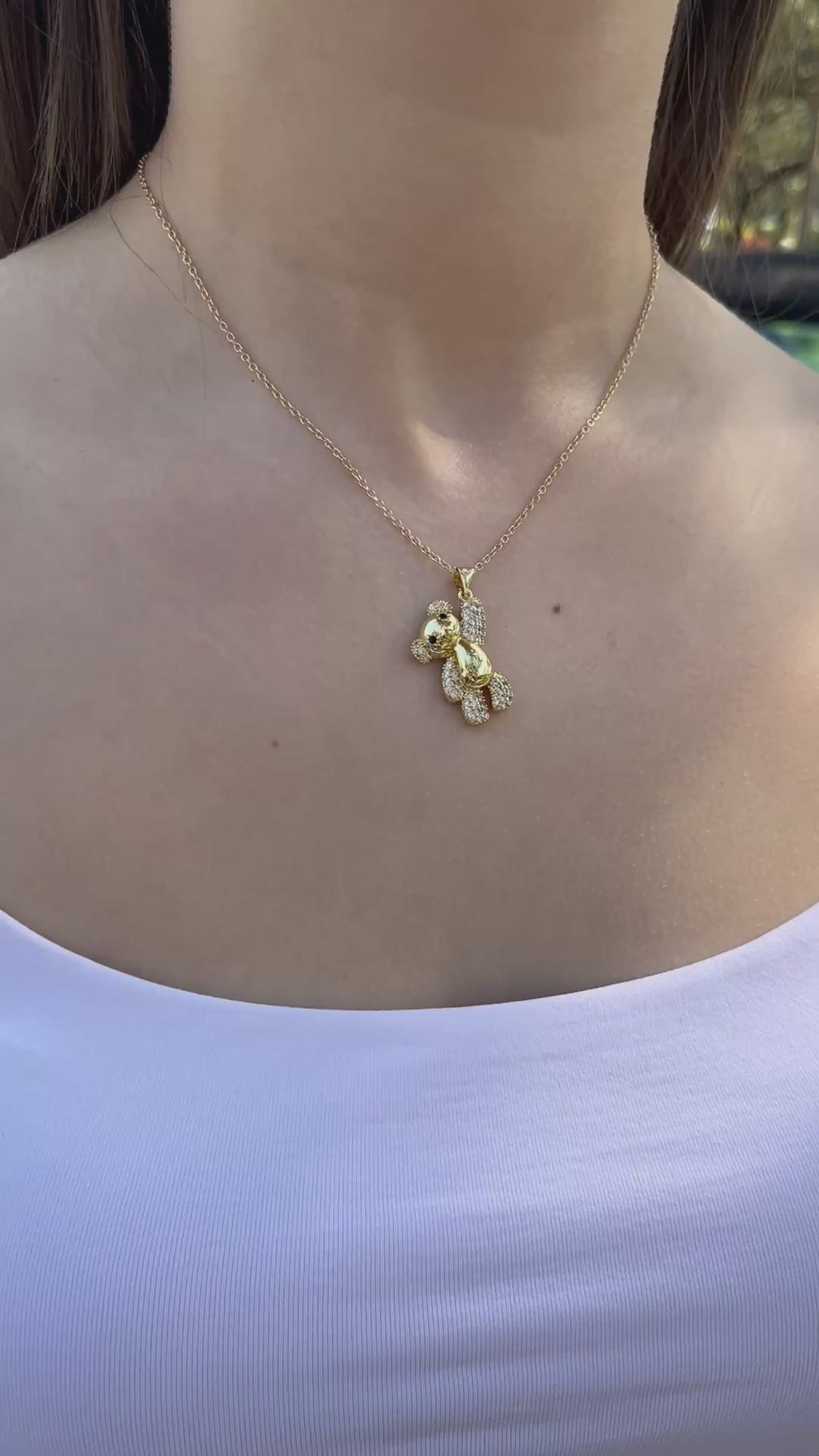 Teddy Bear Necklace, pendant  Real 16K Gold Plated
