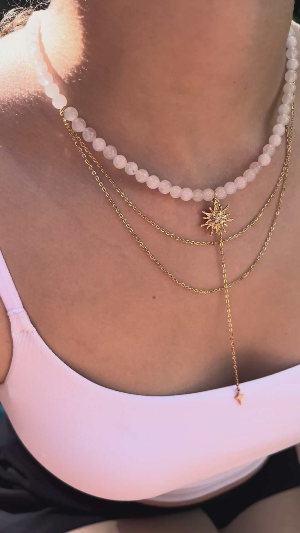 White Jade Y - Necklace Sun pendant – 18K Gold Plated