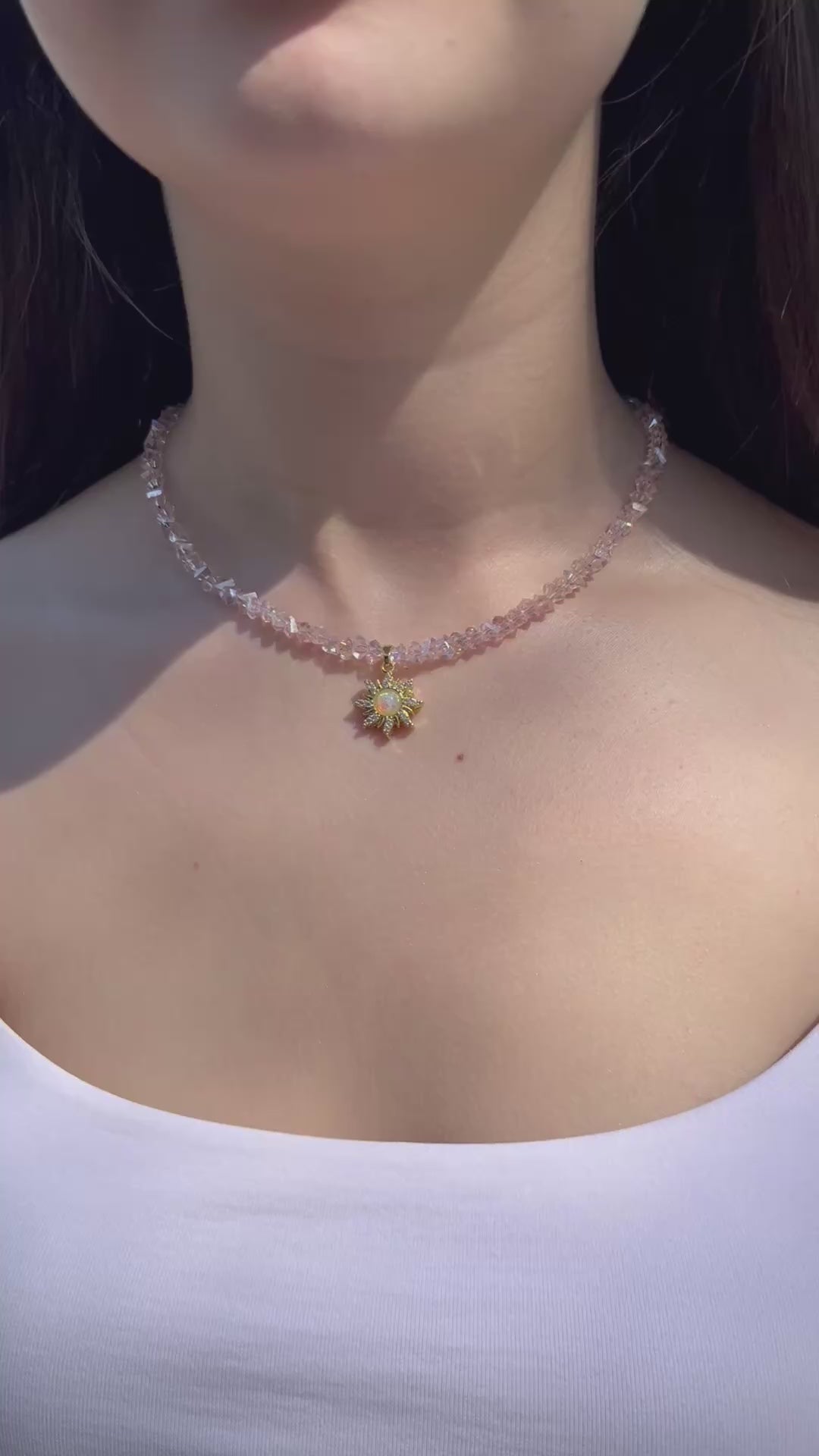 Sun Crystal Choker Necklace – 18K Gold Plated