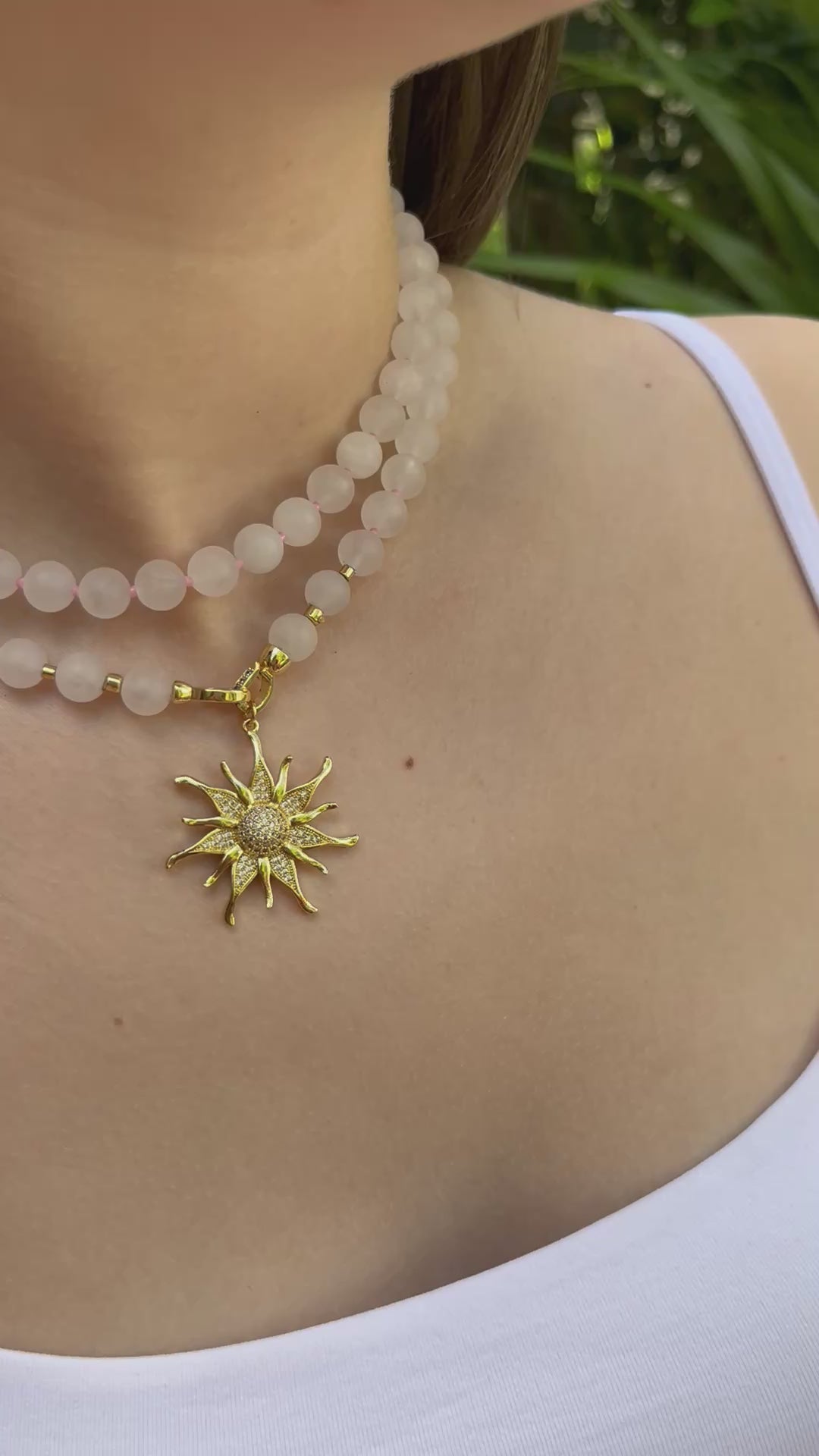 Set: Rose Quartz Necklace and Earrings