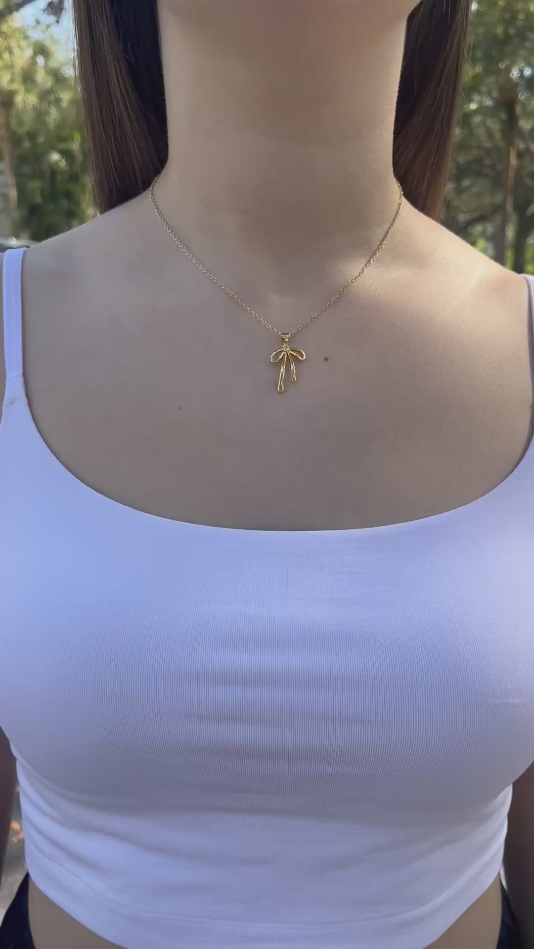 Bow Necklace, Real 18K Gold Plated