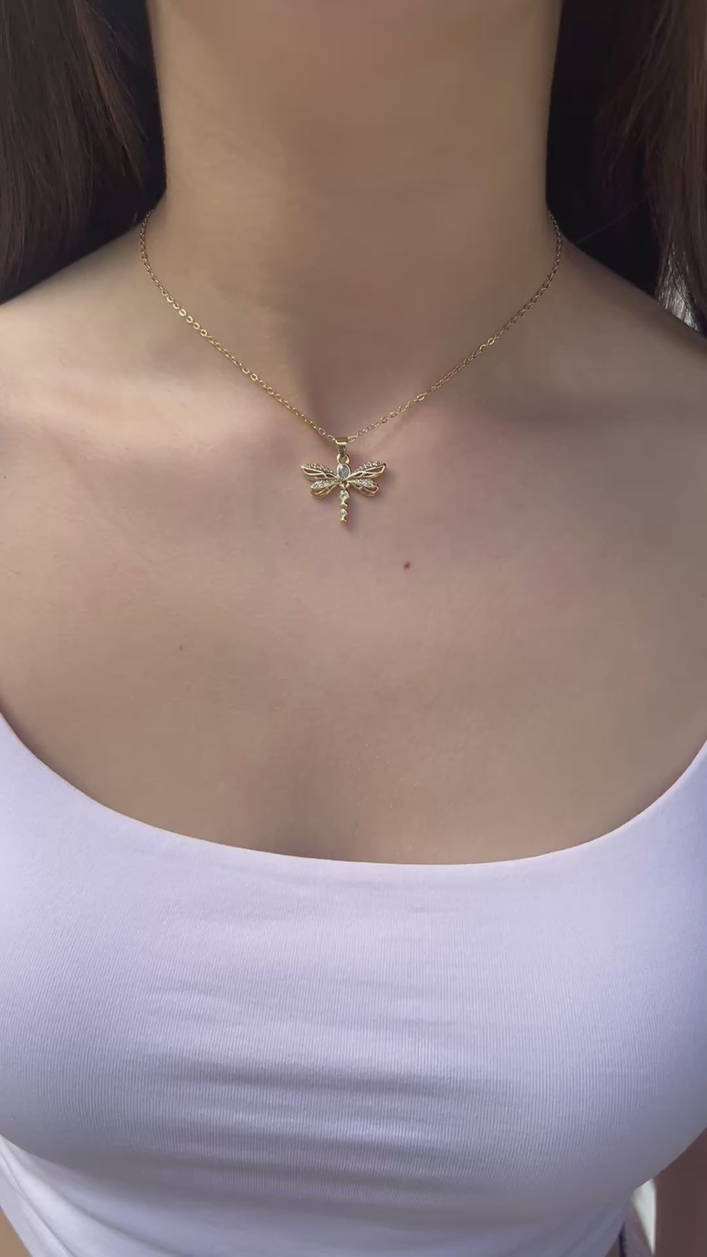 Dragonfly Choker Necklace, Real 18K Gold Plated