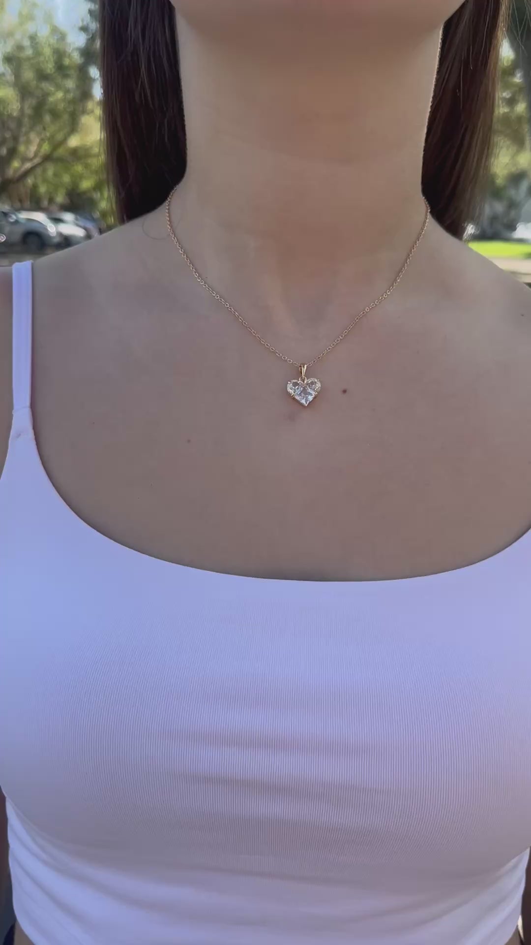 Heart Zirconia Necklace, Real 18K Gold Plated