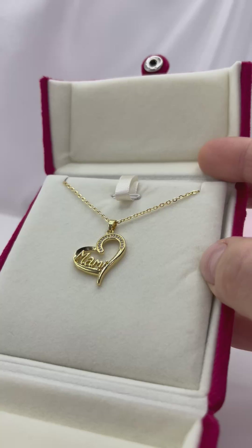 Mothers Necklace, Heart pendant  Real 18K Gold Plated