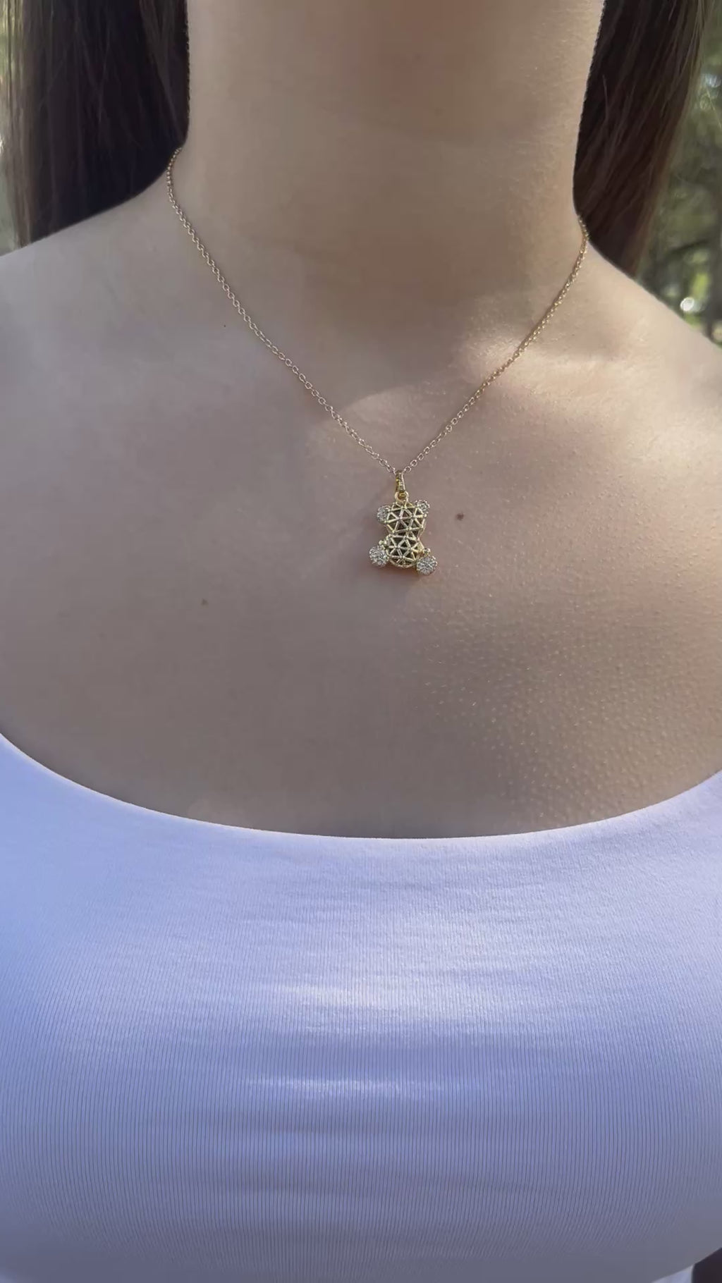 Teddy Bear Necklace, pendant  Real 16K Gold Plated