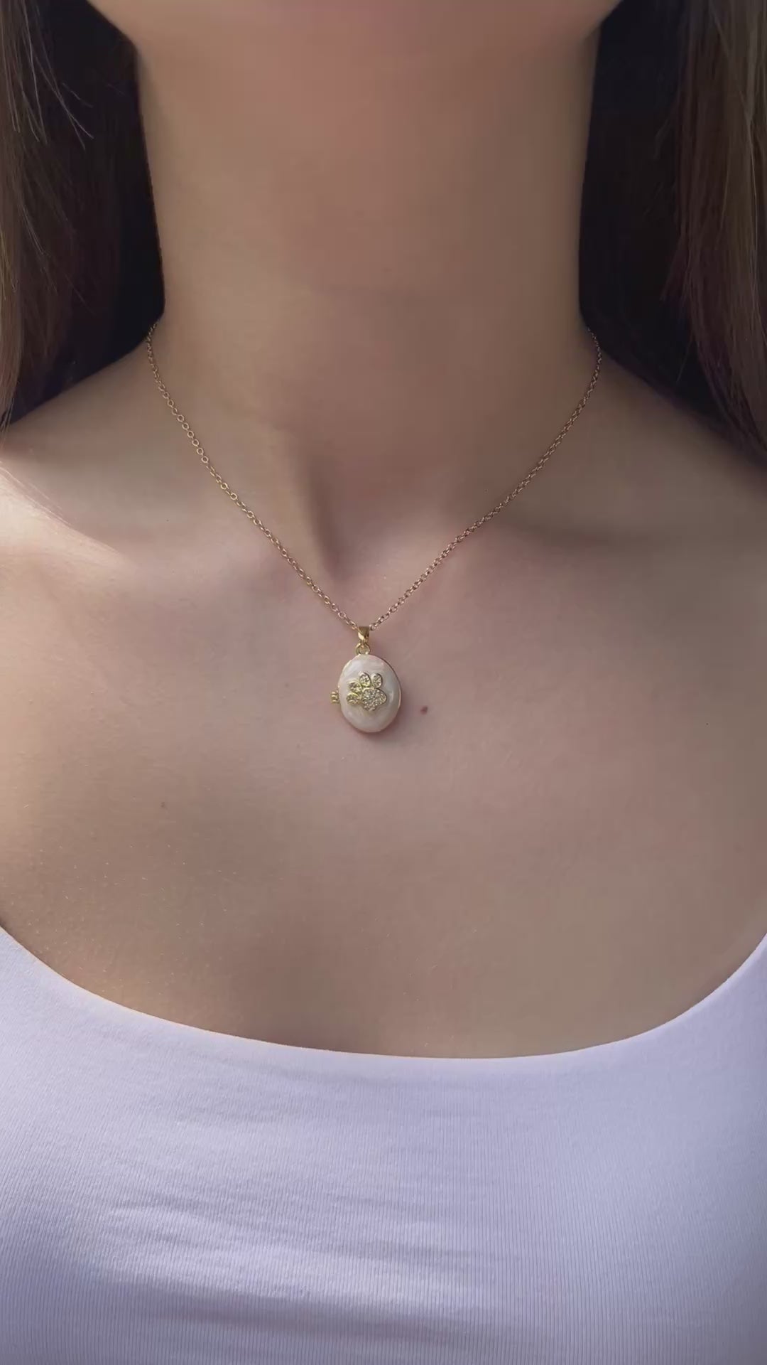Pet locket choker necklace, 18k gold plated