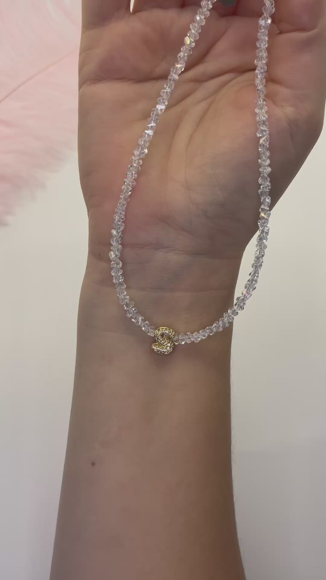 Initial Charm Clear Crystal Necklace – 18K Gold Plated, Cubic Zirconia