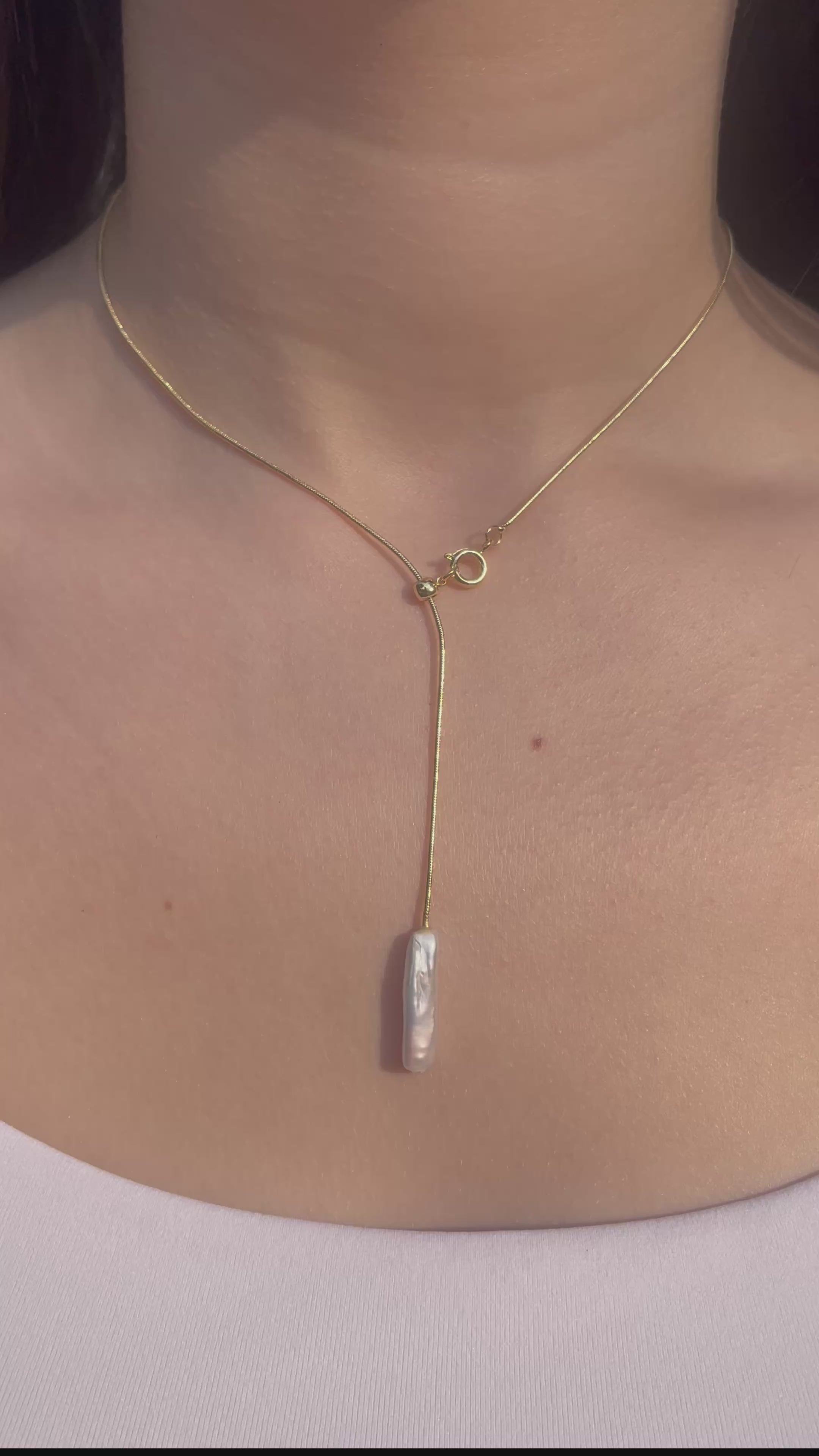 Baroque Pearl Y-Necklace, 18k gold plated