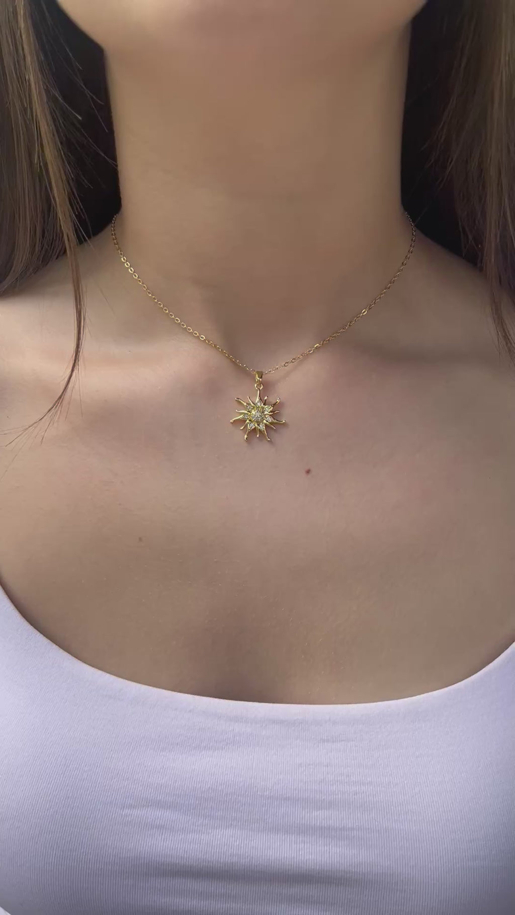 Sun Choker Necklace, Real 18K Gold Plated