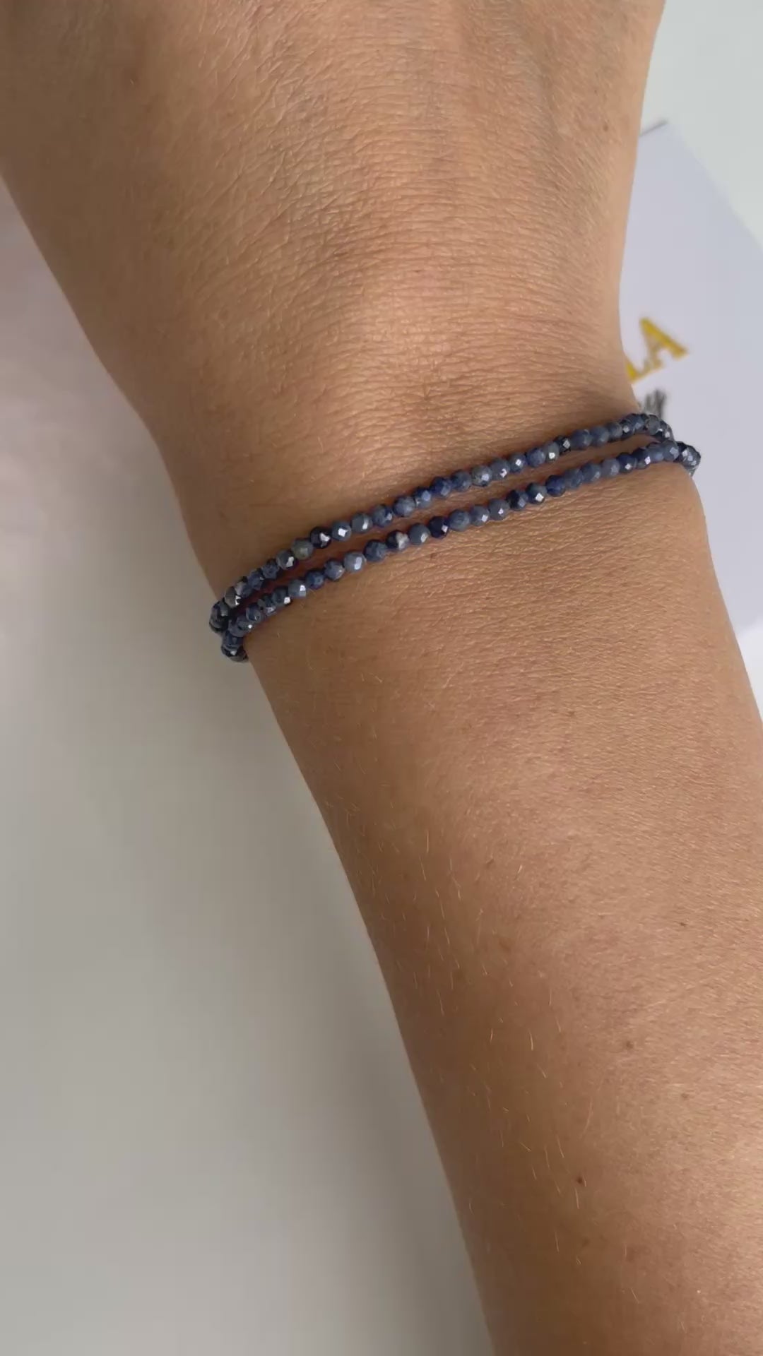 Sapphire layered bracelet with 18K Gold Plated slider