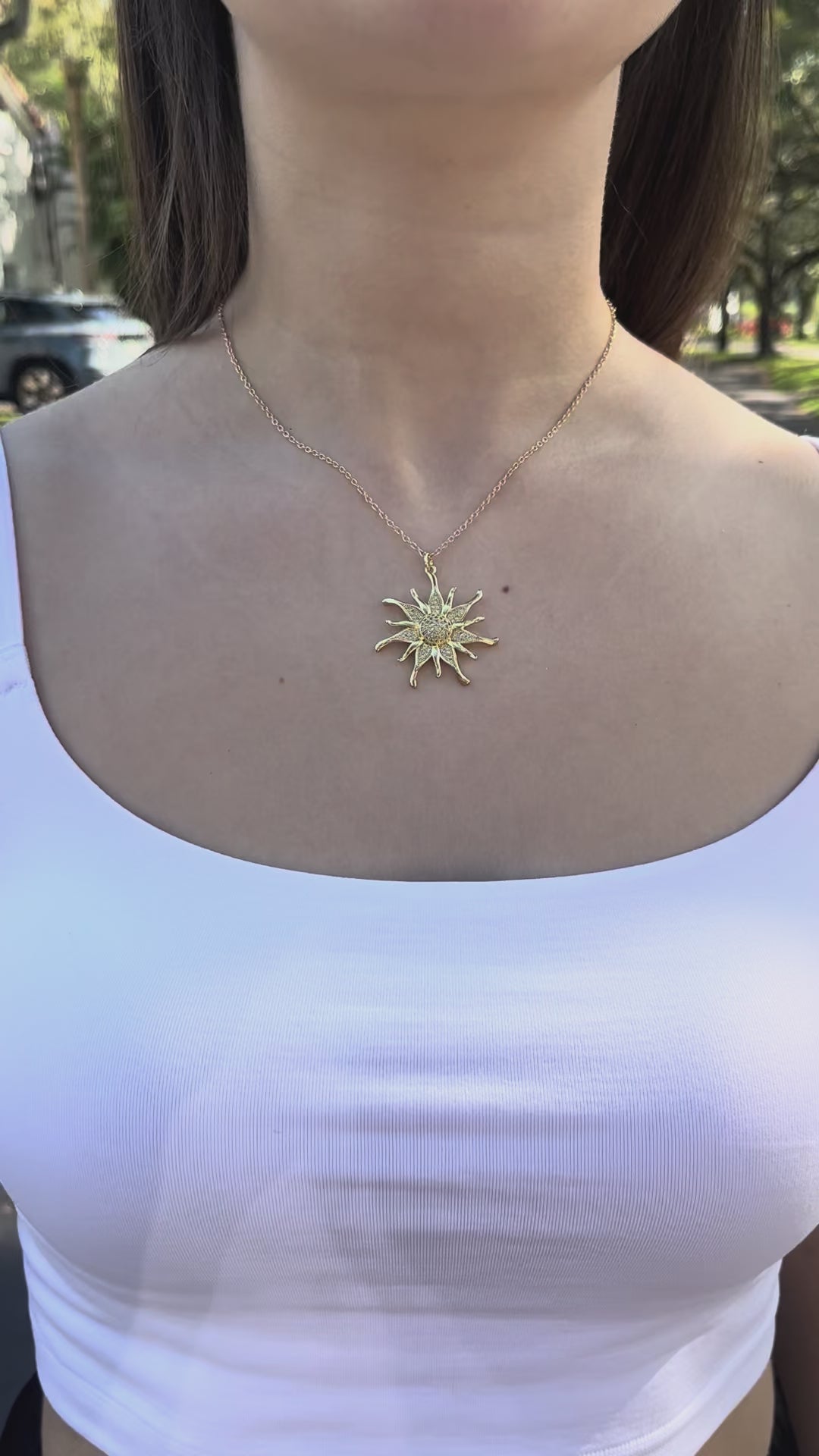 Sun Necklace, Real 18K Gold Plated