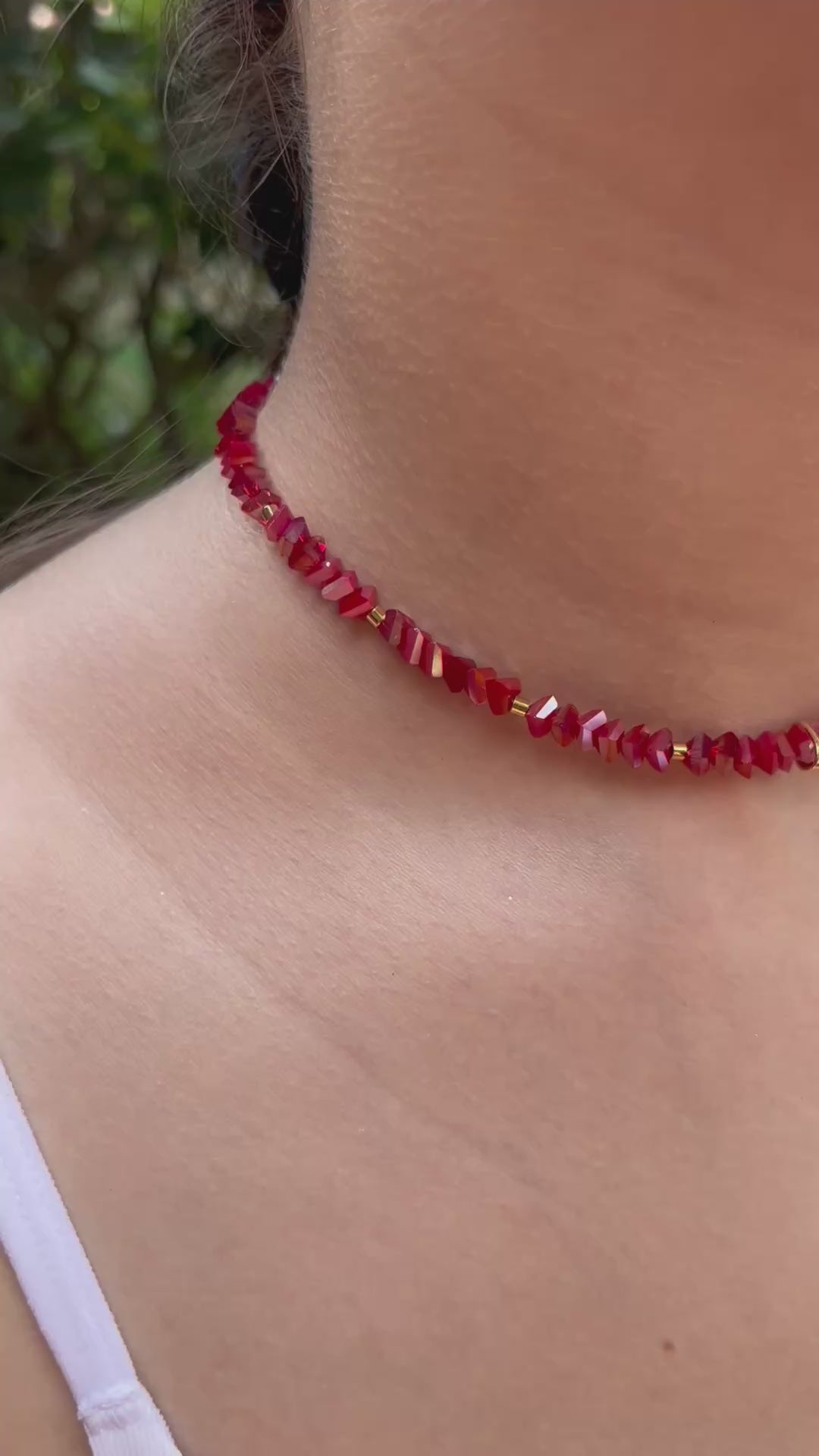 Delicate Crystal Choker Necklace – 4 Colors | Faceted Jewelry Crystal Beads | 18K Gold Plated Brass Chain |