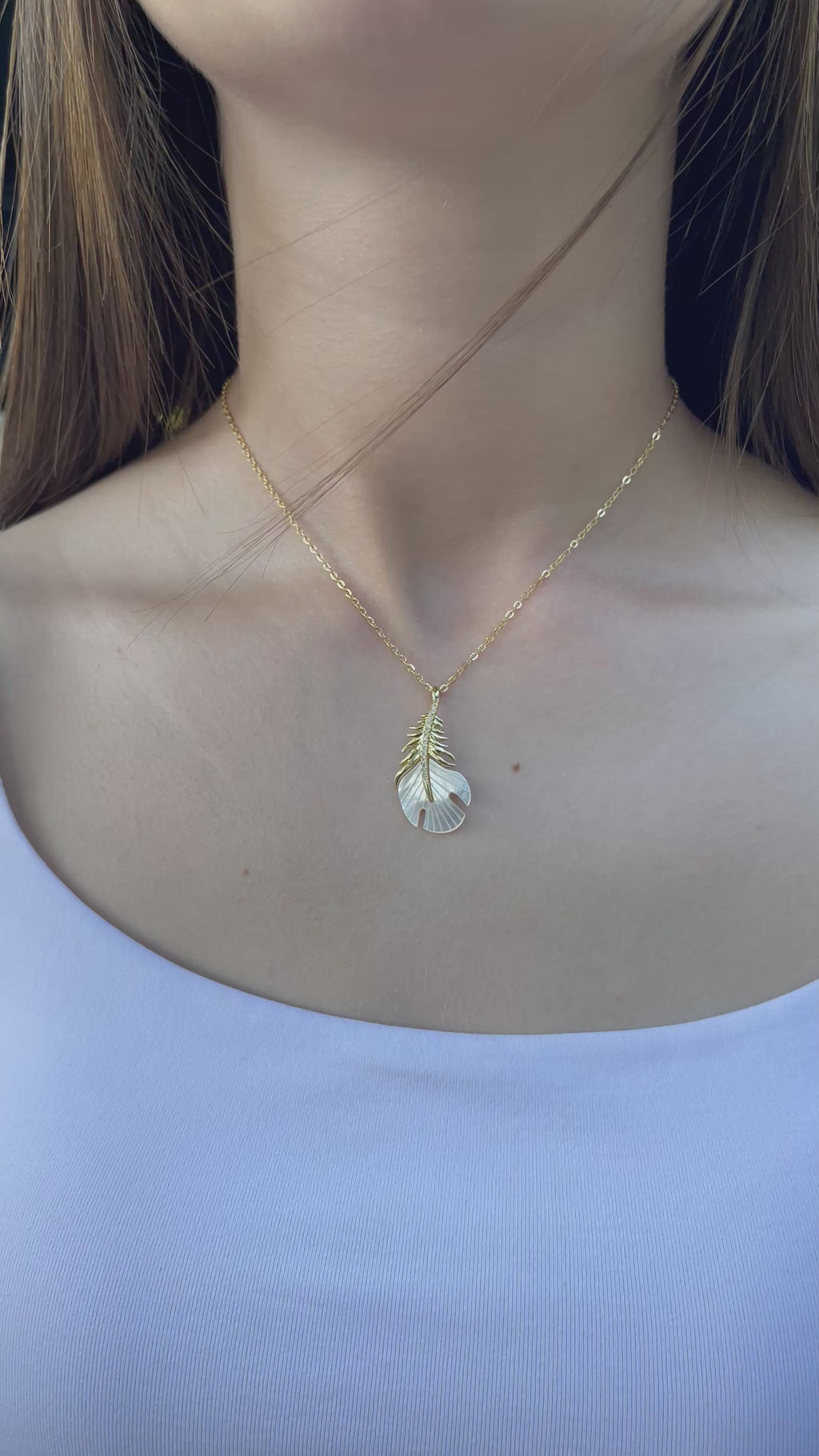Necklace with 14K gold Feather pendant