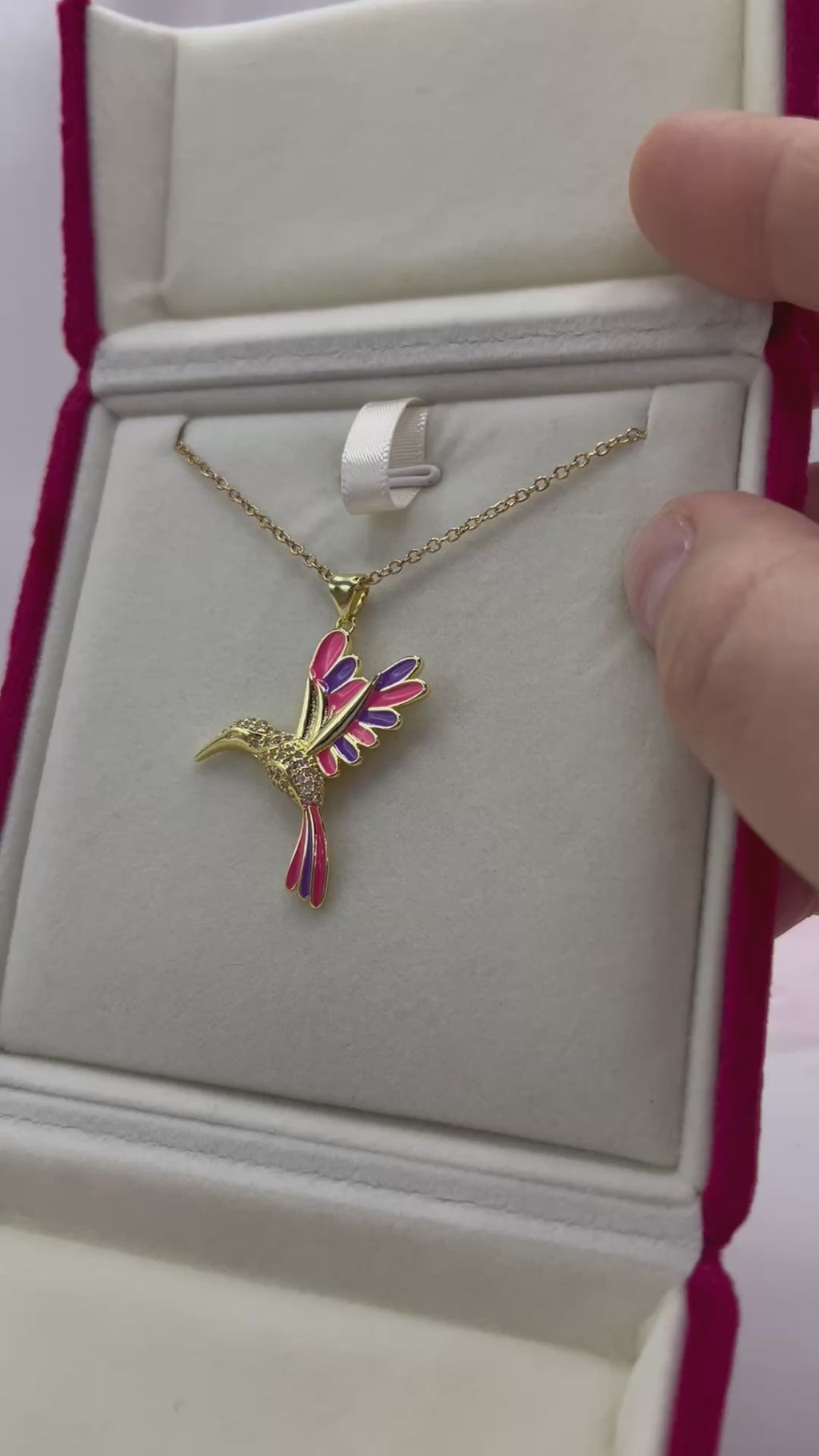 Hummingbird Necklace, Real 18K Gold Plated