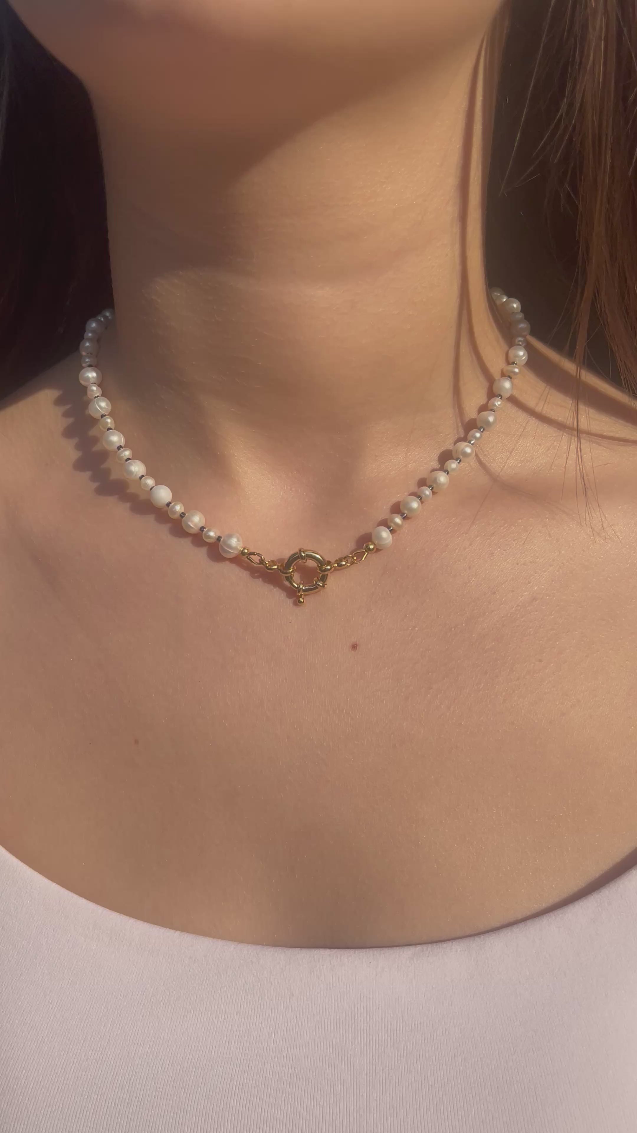 Unisex Freshwater Pearl Necklace – 24k Gold Plated Clasp