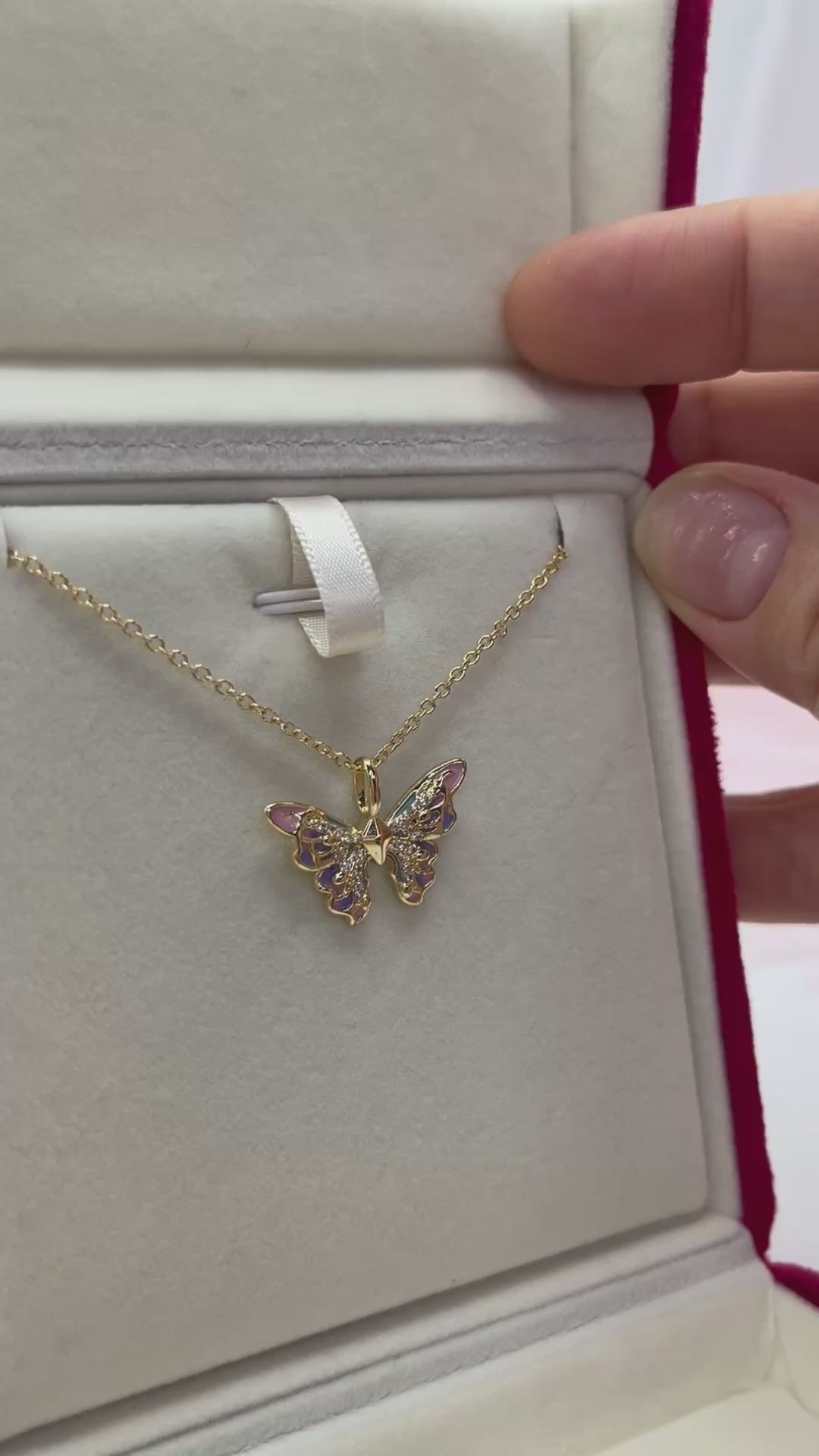 Butterfly Necklace, Real 18K Gold Plated