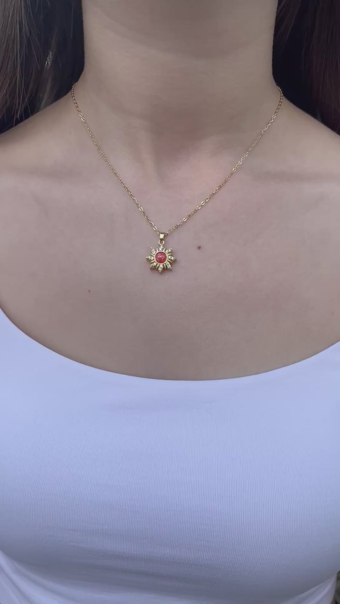 18K Gold Sun Pendant Necklace