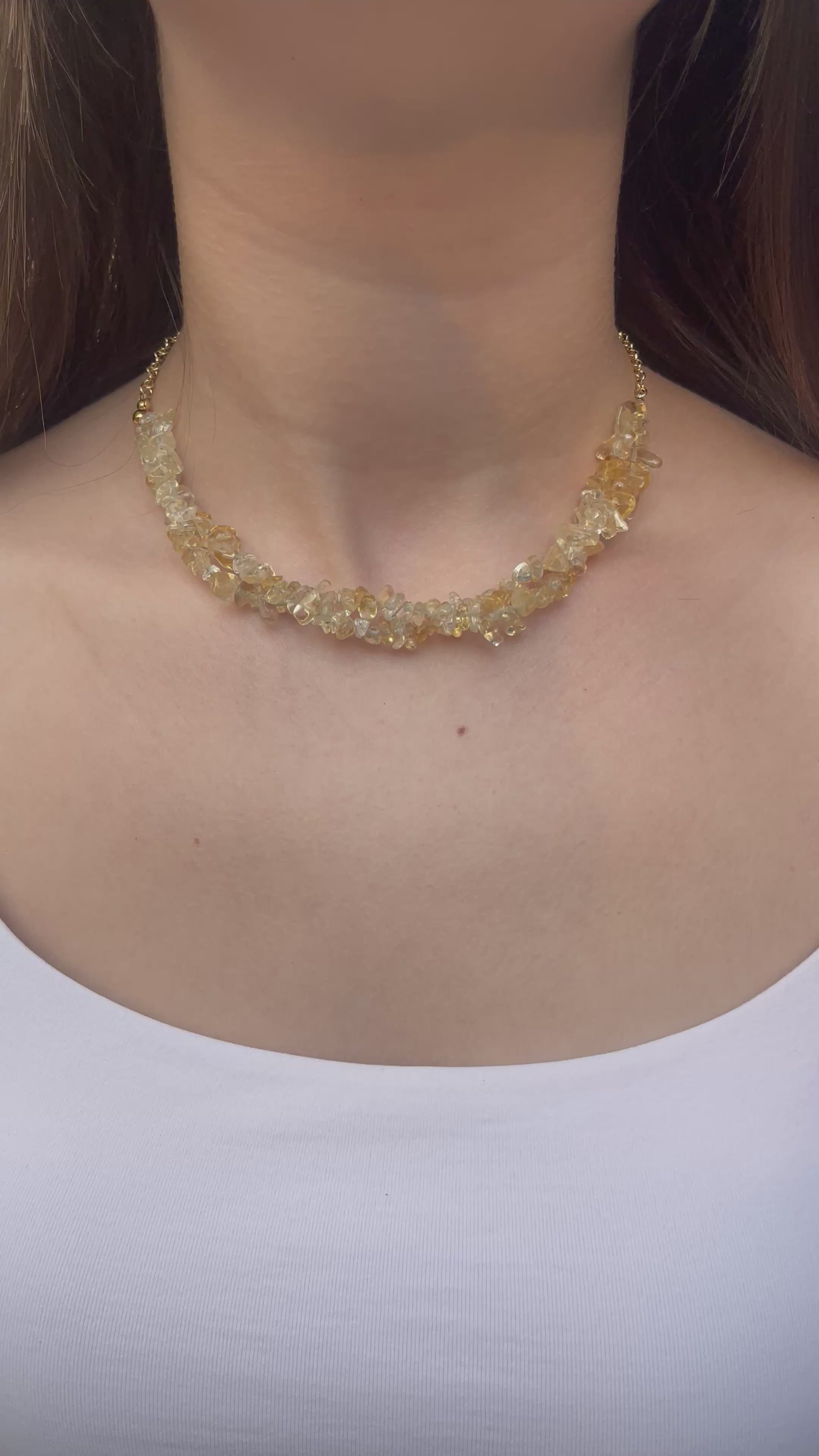 Natural Citrine Necklace, 18k gold plated