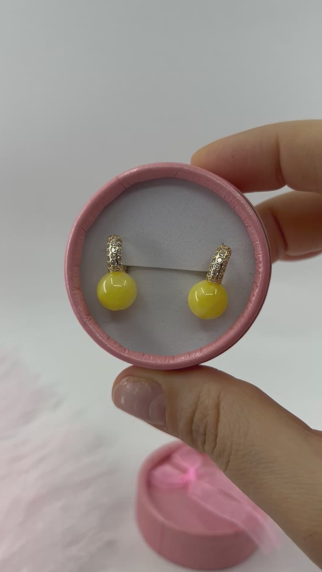 Natural yellow Jade Gold Zirconia Earrings