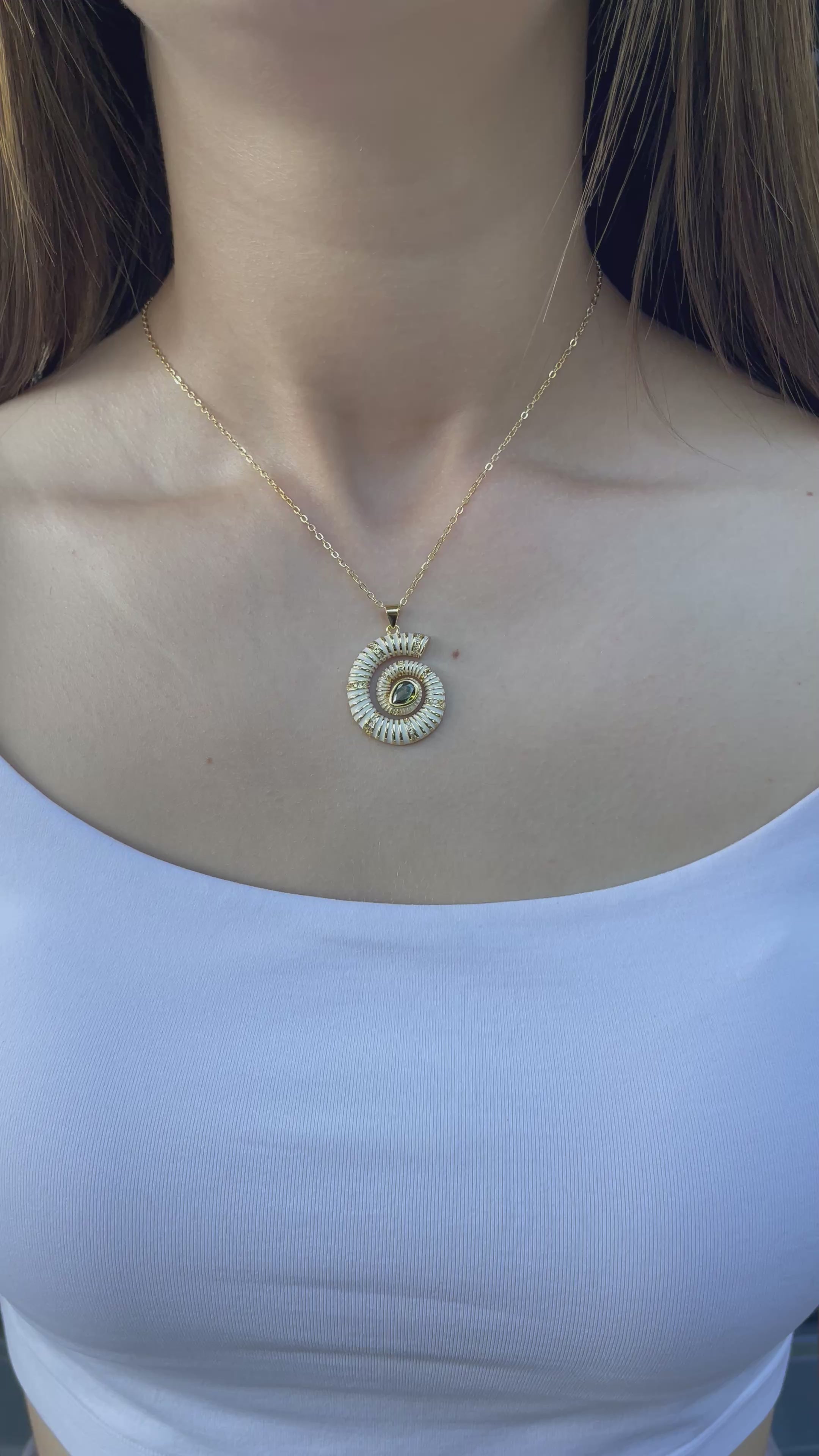 Necklace with 18K Gold shell conch pendant