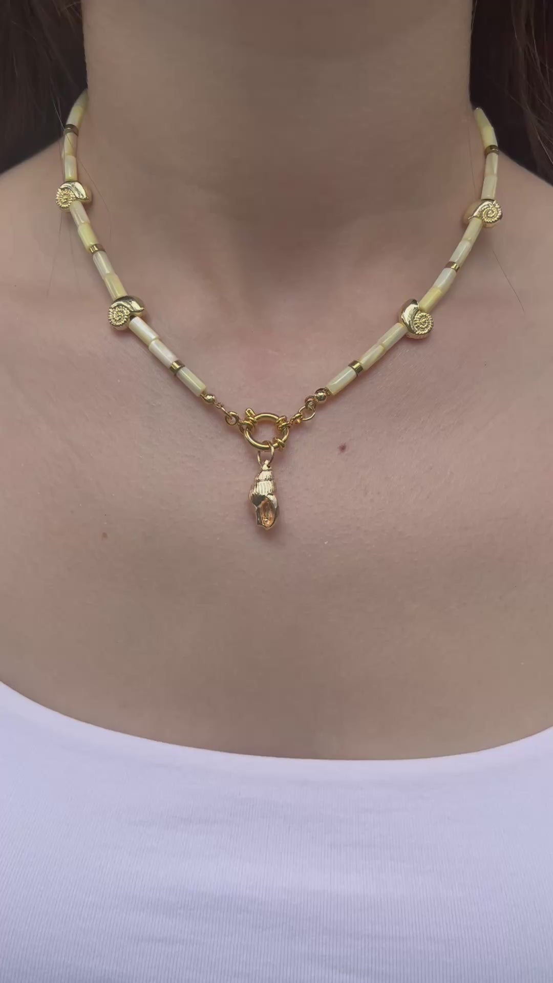 Natural Shell Necklace with Conch/Star/Fish Charm, 18K Gold Plated