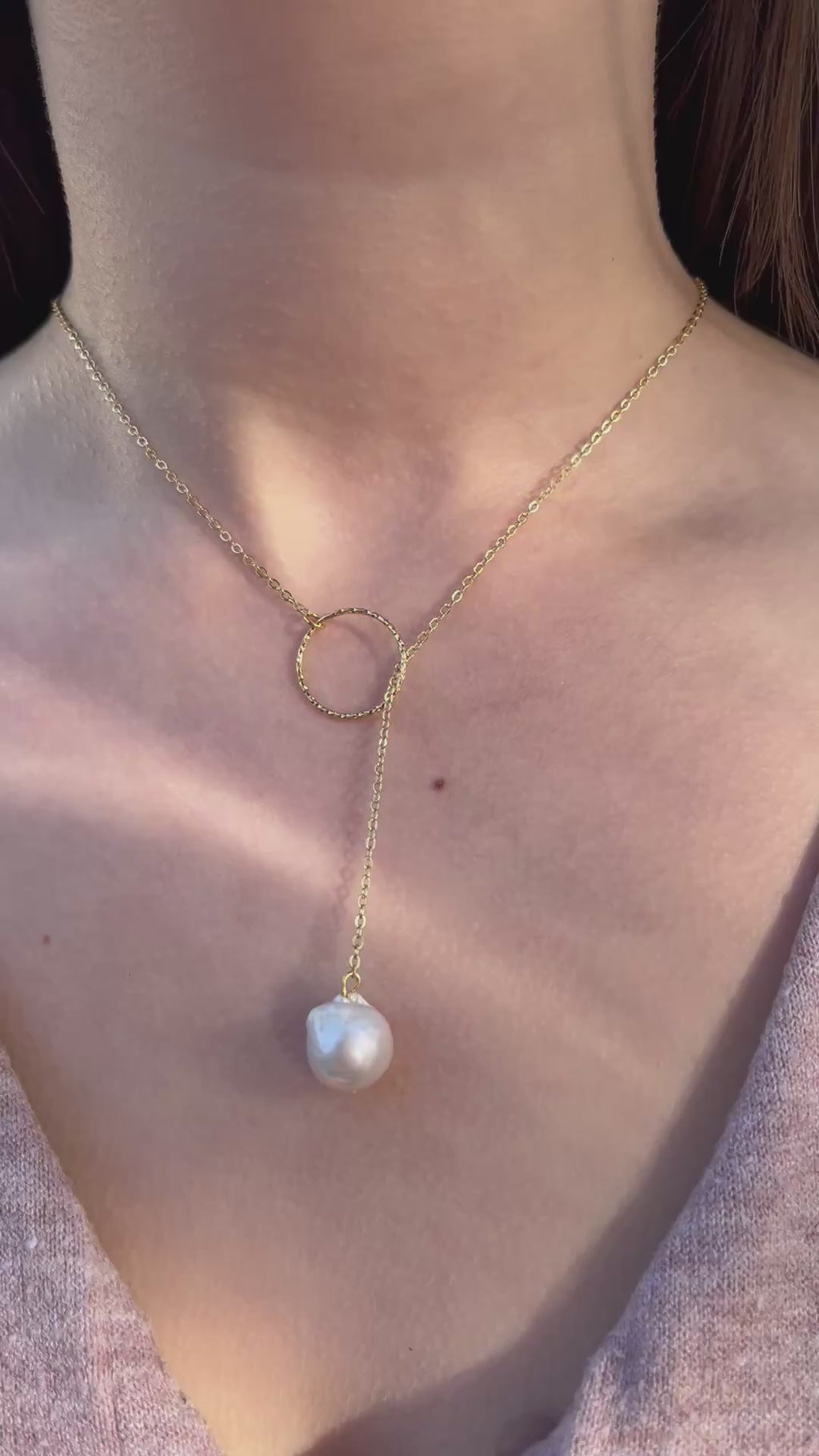 Baroque Pearl Y-Necklace, 18k gold plated
