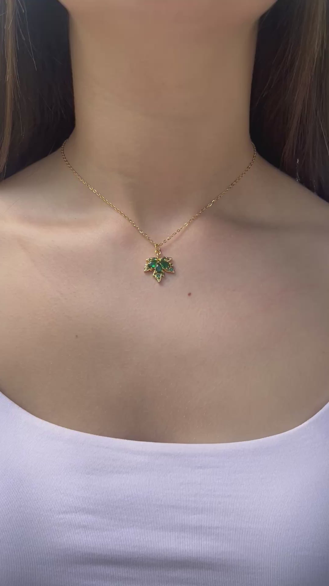 Necklace with 18K Gold maple leaf pendant
