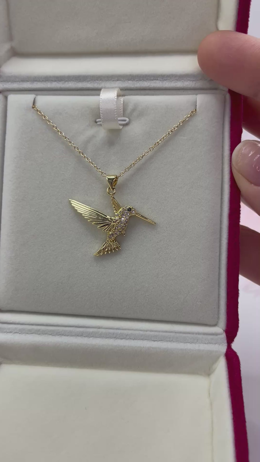 Hummingbird Necklace, Real 18K Gold Plated