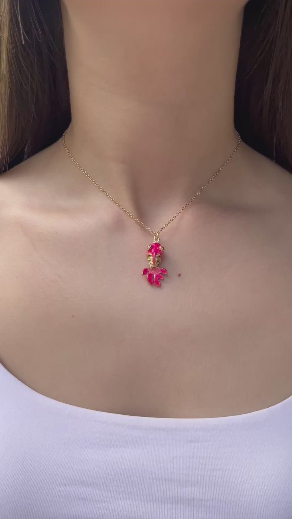 Fish enamel choker necklace, 18k gold plated